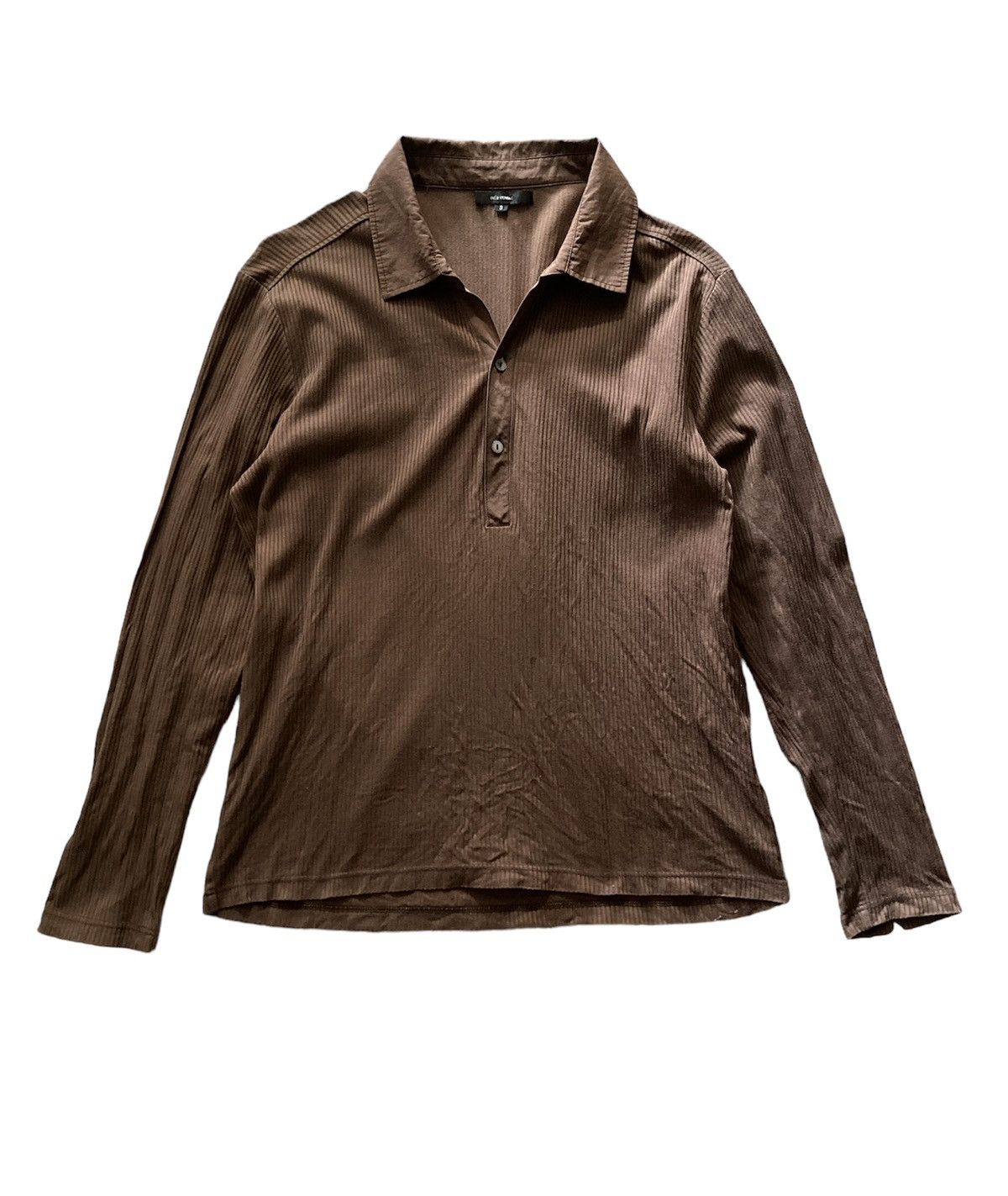 Japanese Brand × Yohji Yamamoto Inéd Homme Ribbed Gauze Knit Longsleeve Unisex Polo Size US M / EU 48-50 / 2 - 1 Thumbnail