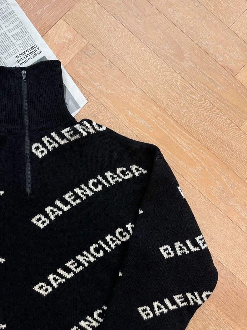 Balenciaga Balenciaga High Neck Full Print Logo Knit Sweater Jacket B Size US XS / EU 42 / 0 - 5 Thumbnail