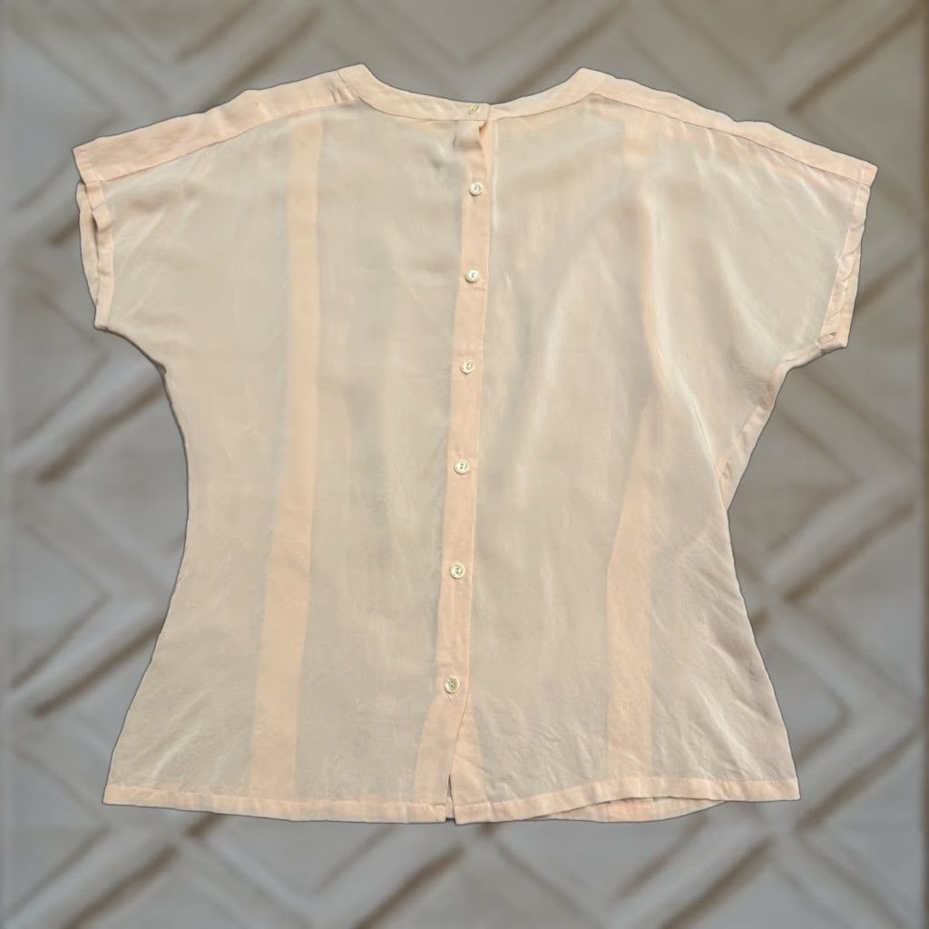 Vintage VINTAGE Michelle Stuart Sheer Silk Blouse 90s Womens 10 Orange Button Up Top Classic Y2K Size L / US 10 / IT 46 - 1 Thumbnail