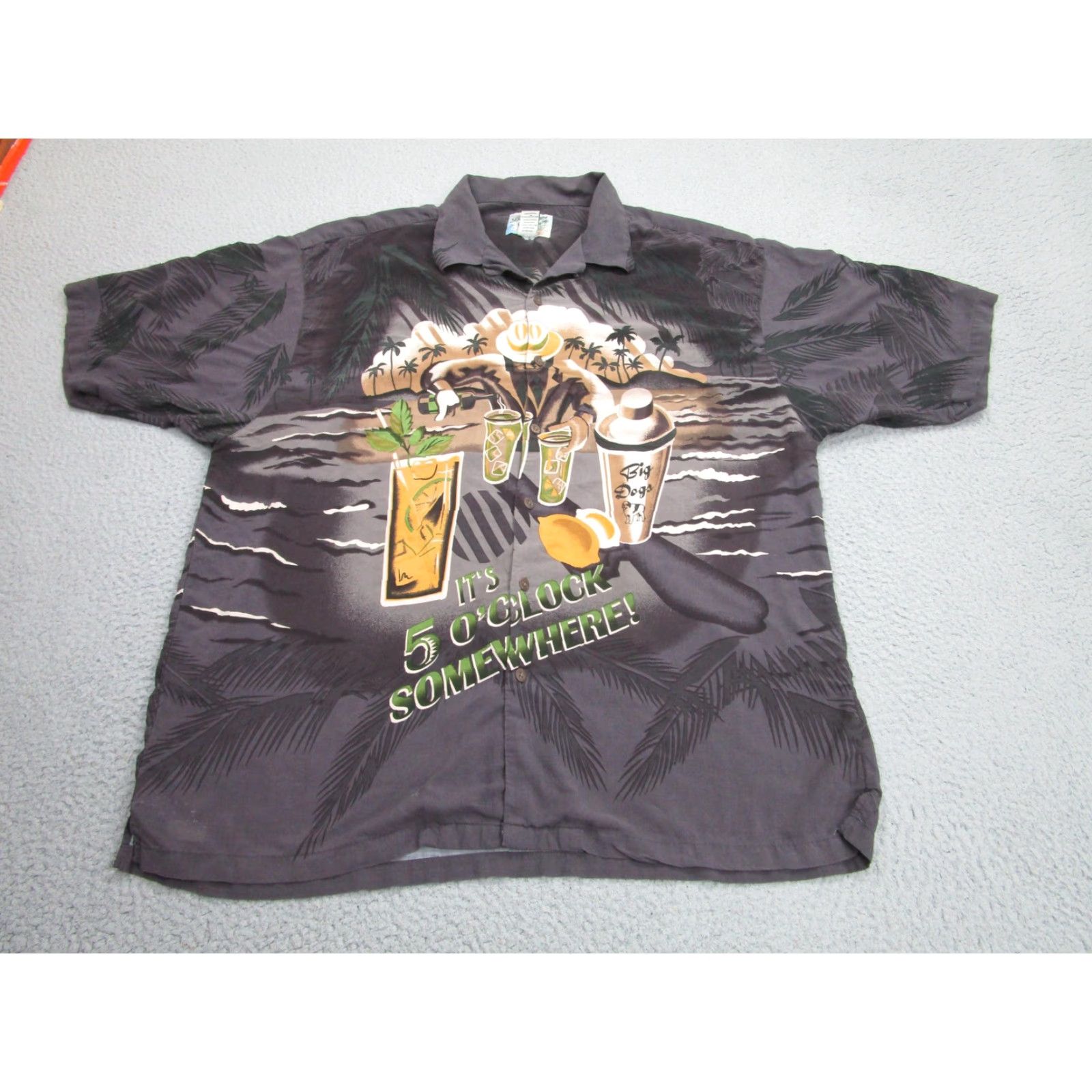Big Dogs Big Dogs Shirt Mens 2XL Gray It's 5 O'Clock Somewhere Hawaiian Aloha Cocktail Mens Size US XXL / EU 58 / 5 - 2 Thumbnail