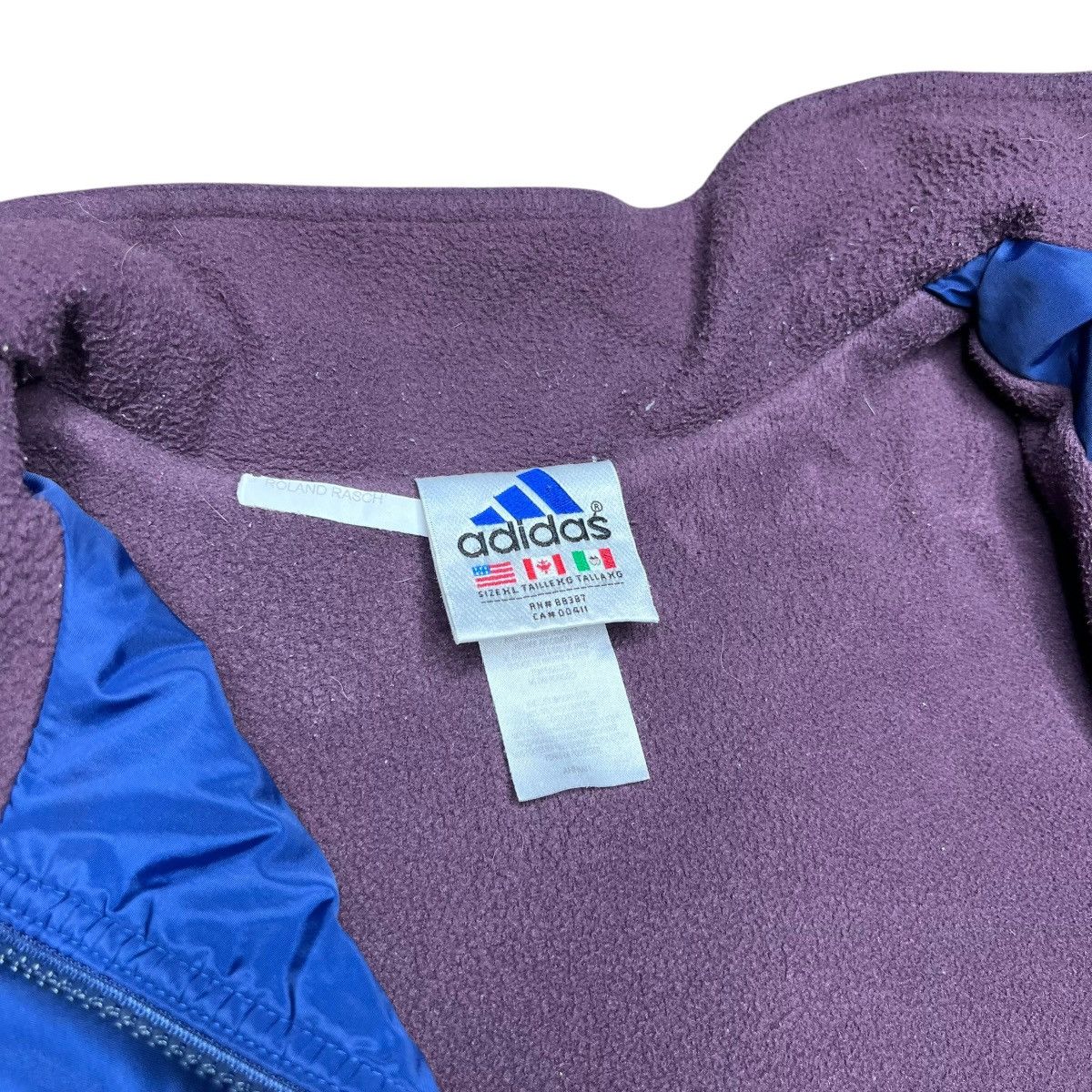 Adidas × Vintage Vintage 1990s Adidas Logo Striped Fleece Lined Anorak Jacket Size US XL / EU 56 / 4 - 4 Thumbnail