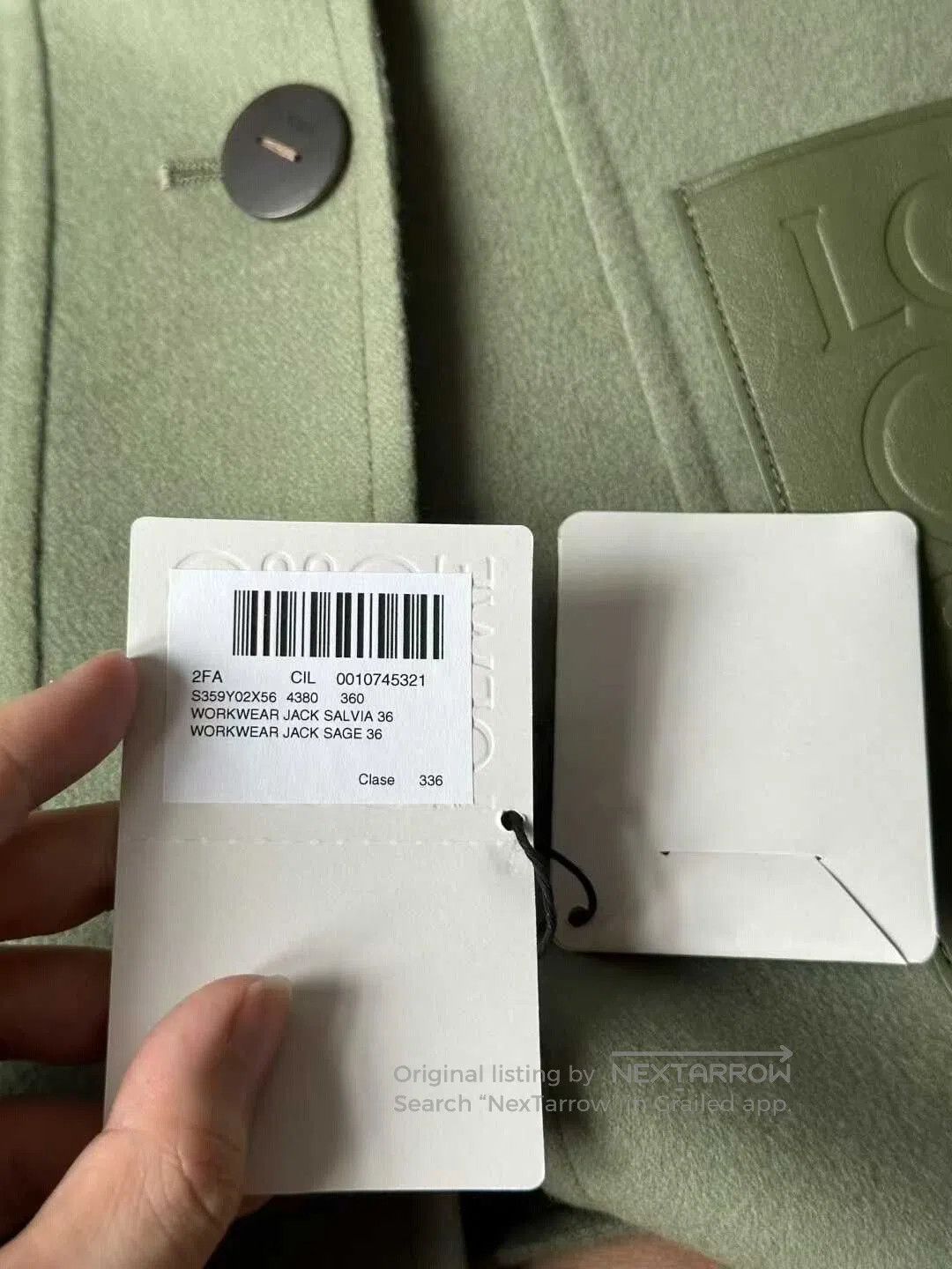 Loewe loewe green wool jacket with leather patch. Size US S / EU 44-46 / 1 - 4 Thumbnail