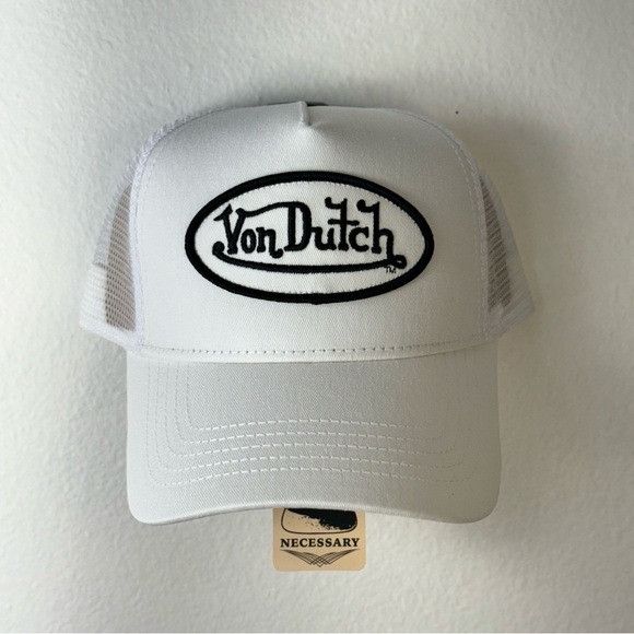 Designer × Von Dutch NWT VON DUTCH WHITE BLACK PATCH TRUCKER HAT Size ONE SIZE - 2 Thumbnail