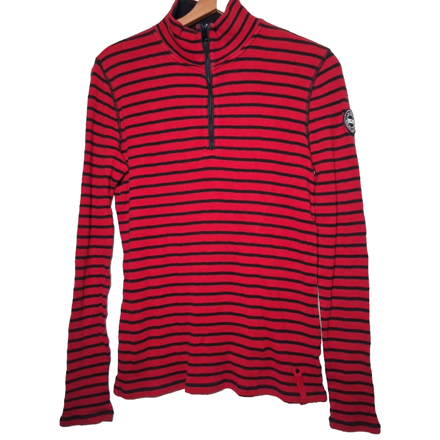 Ralph Lauren Lauren Ralph Lauren Shirt Women XS Thermal Red Black Stripe 1/4 Zip PreppyREAD Size XS / US 0-2 / IT 36-38 - 3 Thumbnail
