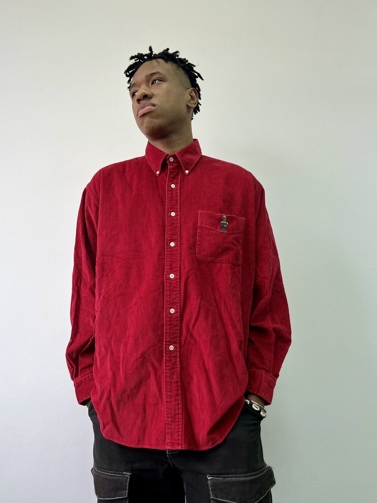 Polo Ralph Lauren Vintage Ralph Lauren Polo Bear Red Corduroy Shirt XL Size US XL / EU 56 / 4 - 2 Thumbnail