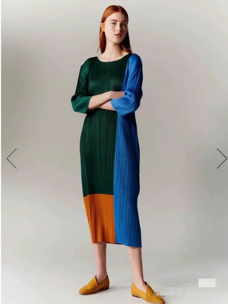Issey Miyake Issey Miyake size:4 Blue and green color-blocked pleated d Size L / US 10 / IT 46 - 5 Thumbnail
