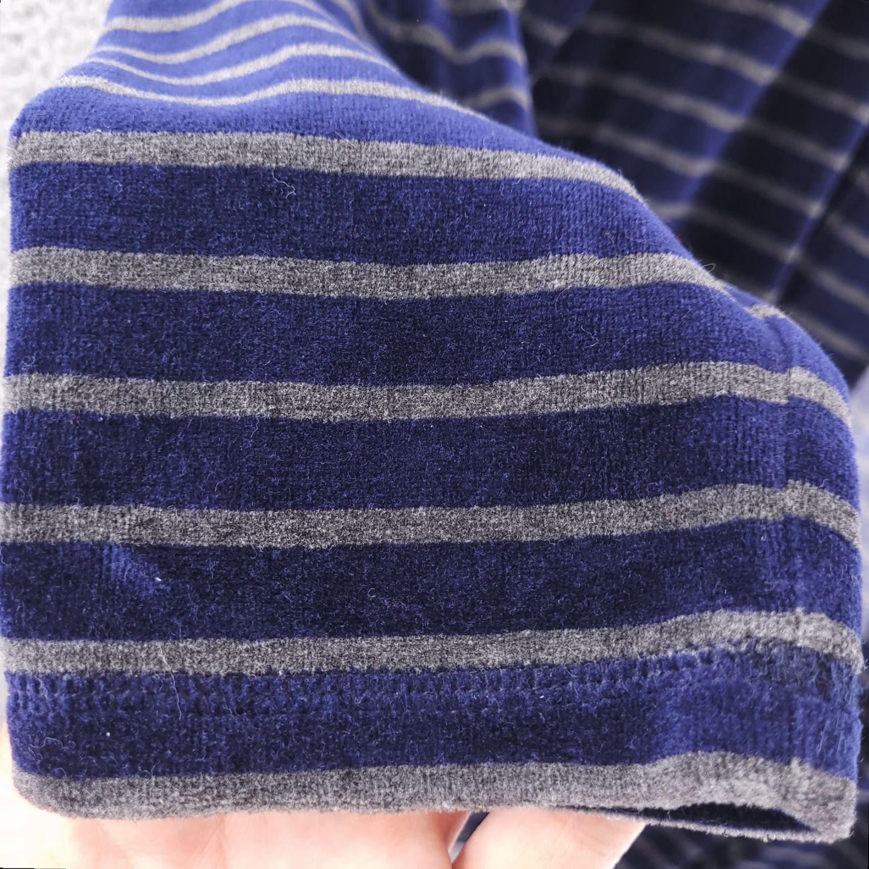 Talbots Talbots Cardigan Womens 1X Blue Striped Velour Open front Sweater Size XL / US 12-14 / IT 48-50 - 3 Thumbnail