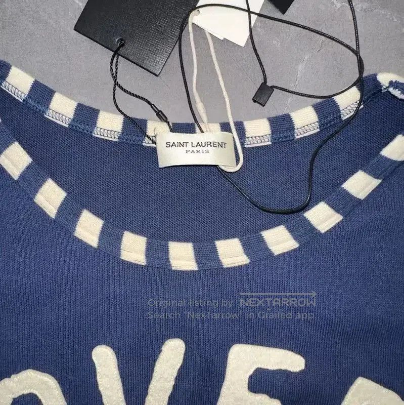 Yves Saint Laurent YSL Summer Deep Blue Cotton Tee . Size L / US 10 / IT 46 - 3 Thumbnail