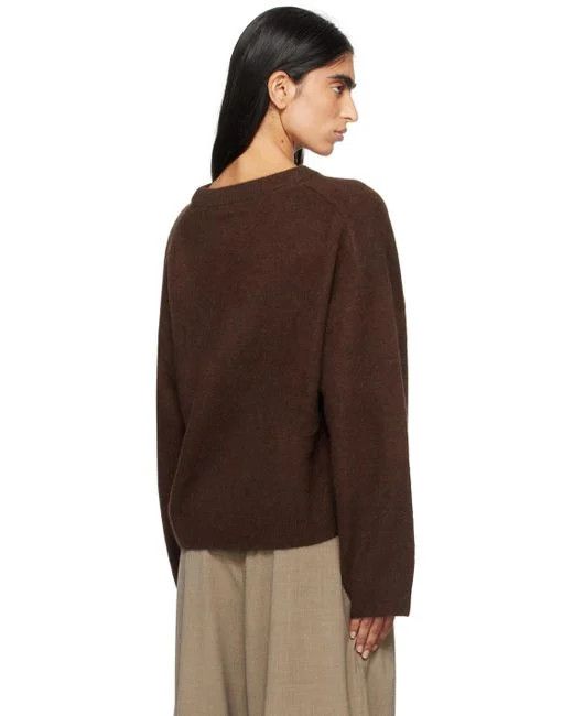 Loulou de Saison o1s22i1n1024 Wool Blend Pullover Sweater in Brown Size S / US 4 / IT 40 - 3 Thumbnail
