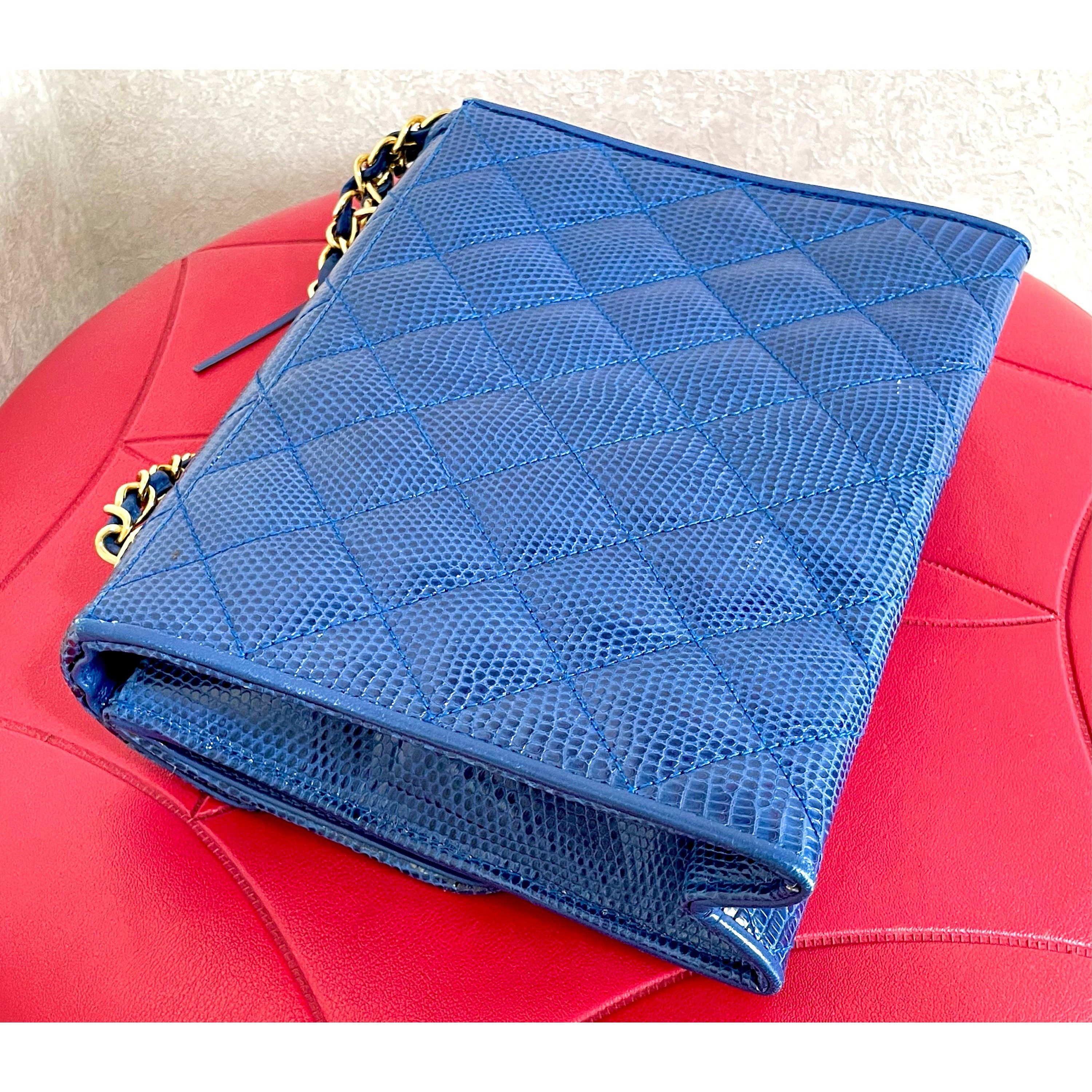 Chanel MINT. Vintage CHANEL blue lizard leather shoulder bag. Size ONE SIZE - 3 Thumbnail