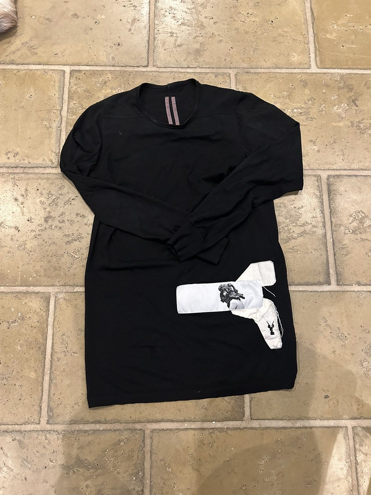 image of Rick Owens x Rick Owens Drkshdw Rick Owen Drkshdw Patch Level Long Sleeve Shirt in Black (Size Smal