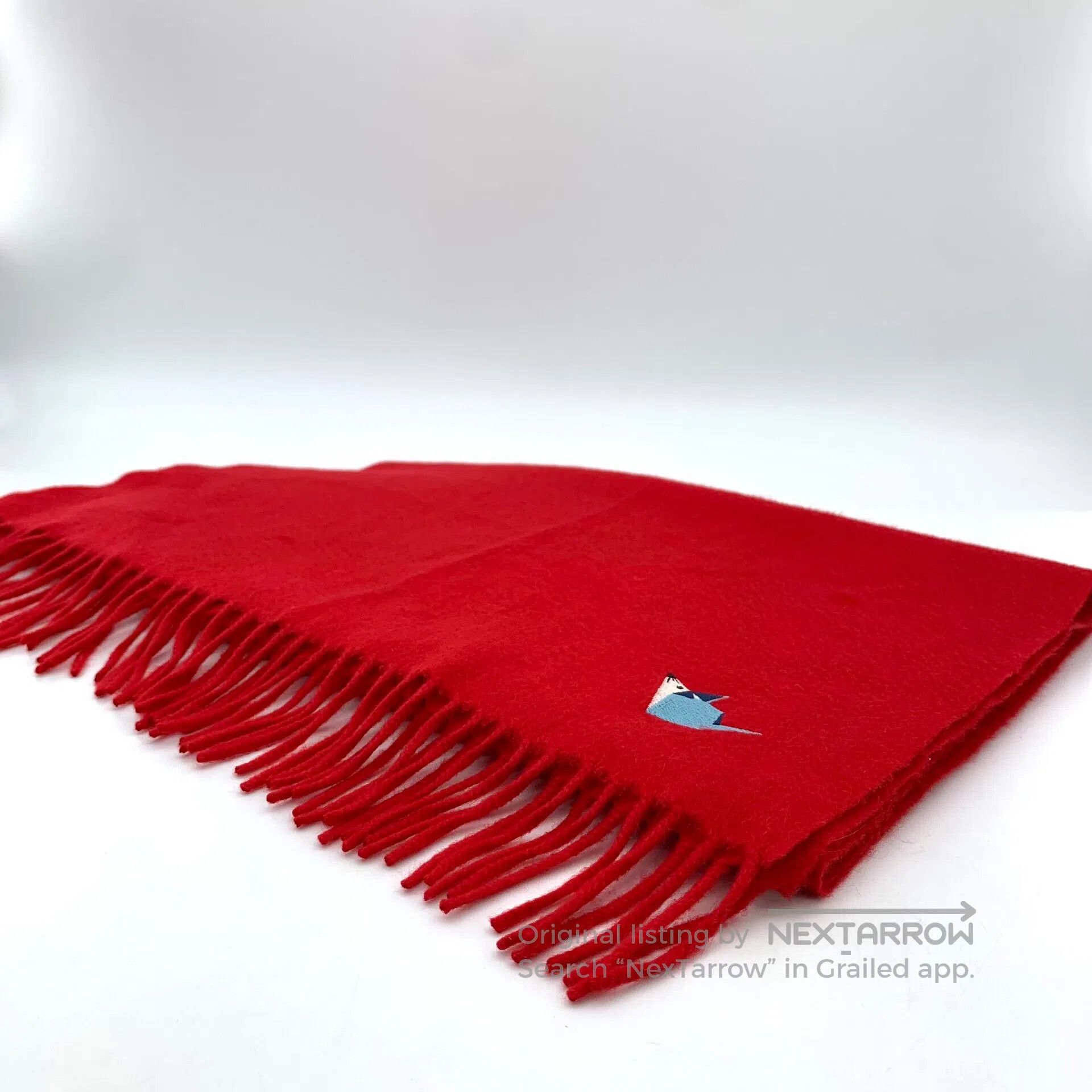 Loro Piana LORO PIANA size 85 Red Mouse Embroidered Cashmere Fringe S Size ONE SIZE - 2 Thumbnail