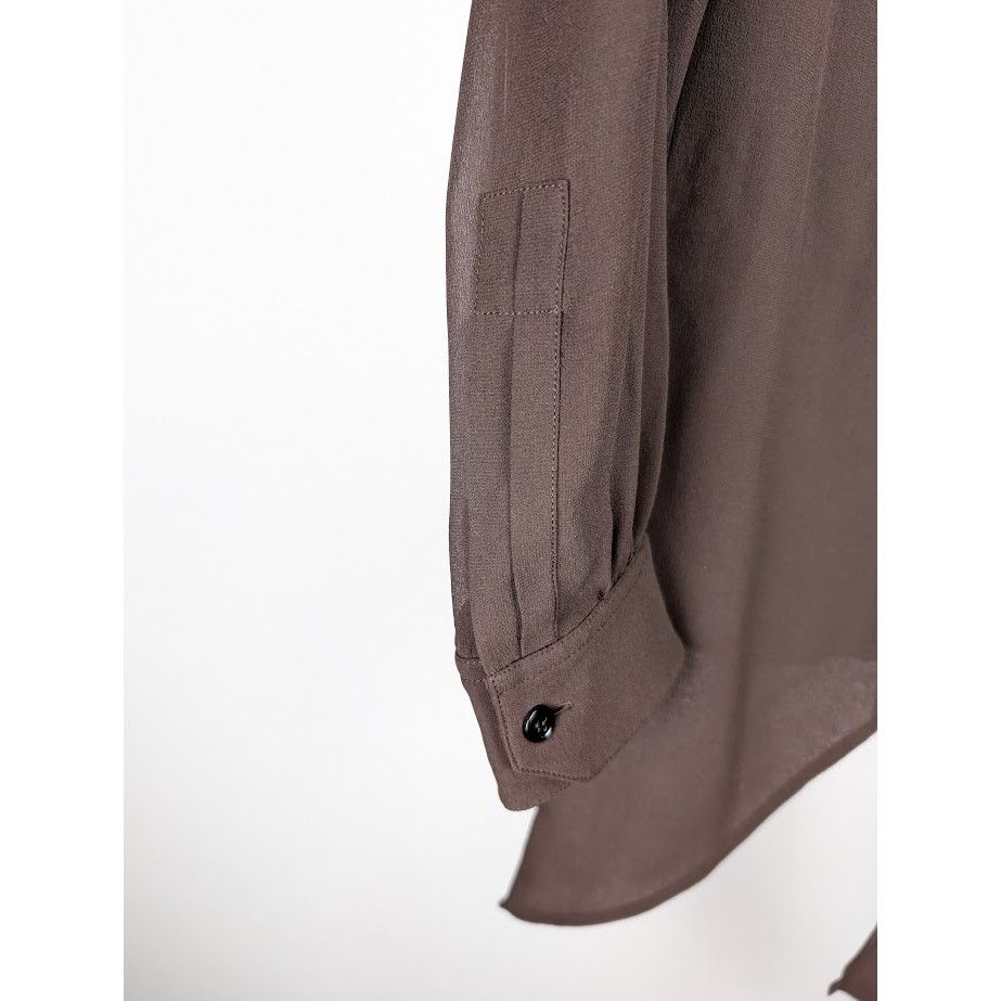 Saint Laurent Paris o1rshd1 Silk Lavalliere Shirt in Brown Size US S / EU 44-46 / 1 - 10 Thumbnail