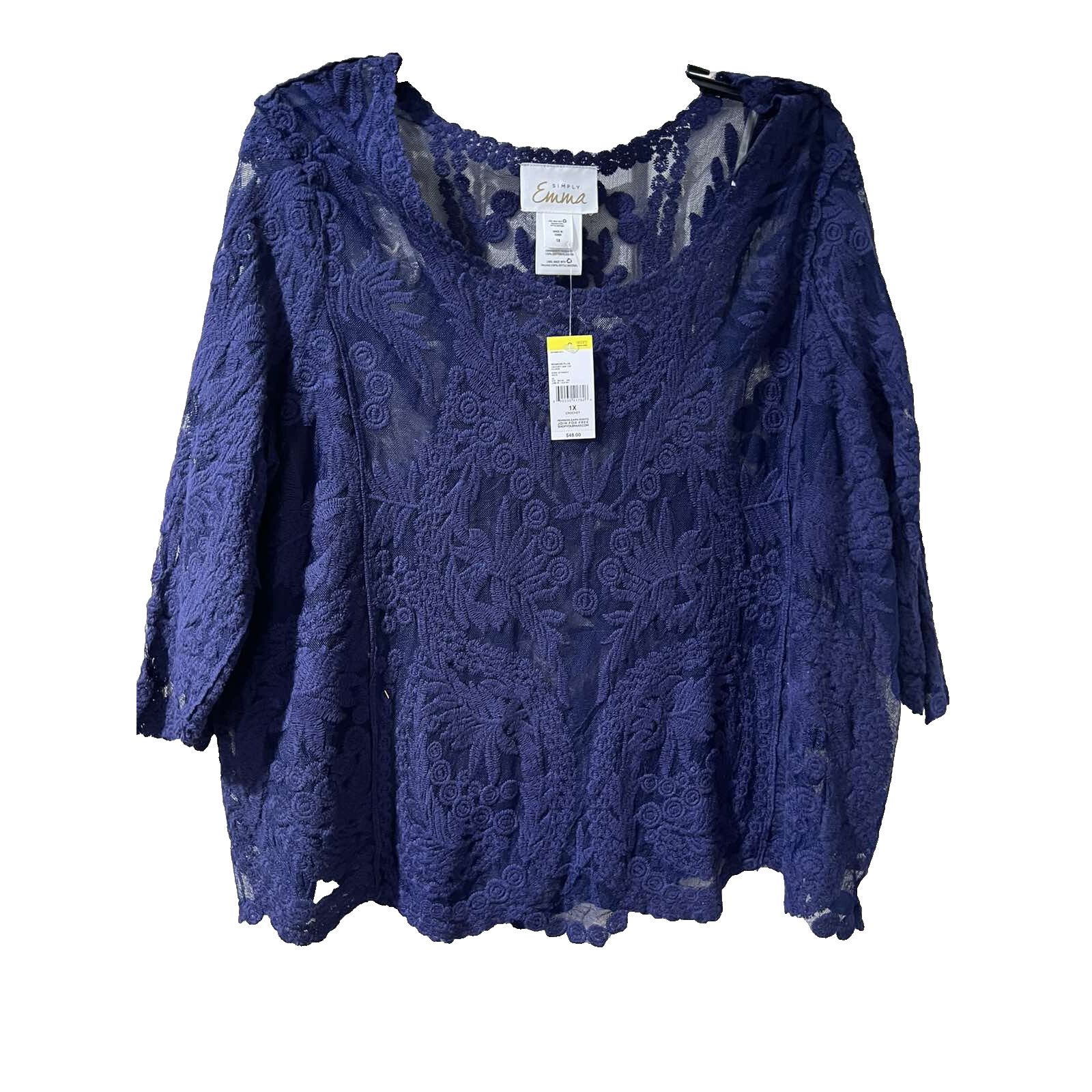 & Other Stories Emma WOMENS EMB TOP ECLIPSE Blue Size 1X A001775 Size 4XL / US 24-26 - 1 Thumbnail