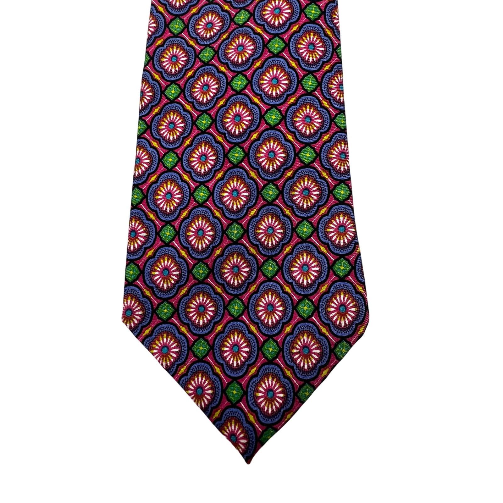 J.Crew × Vintage J. Crew Silk Foulard Print Tie Pink Vintage Pink Purple Size ONE SIZE - 1 Thumbnail