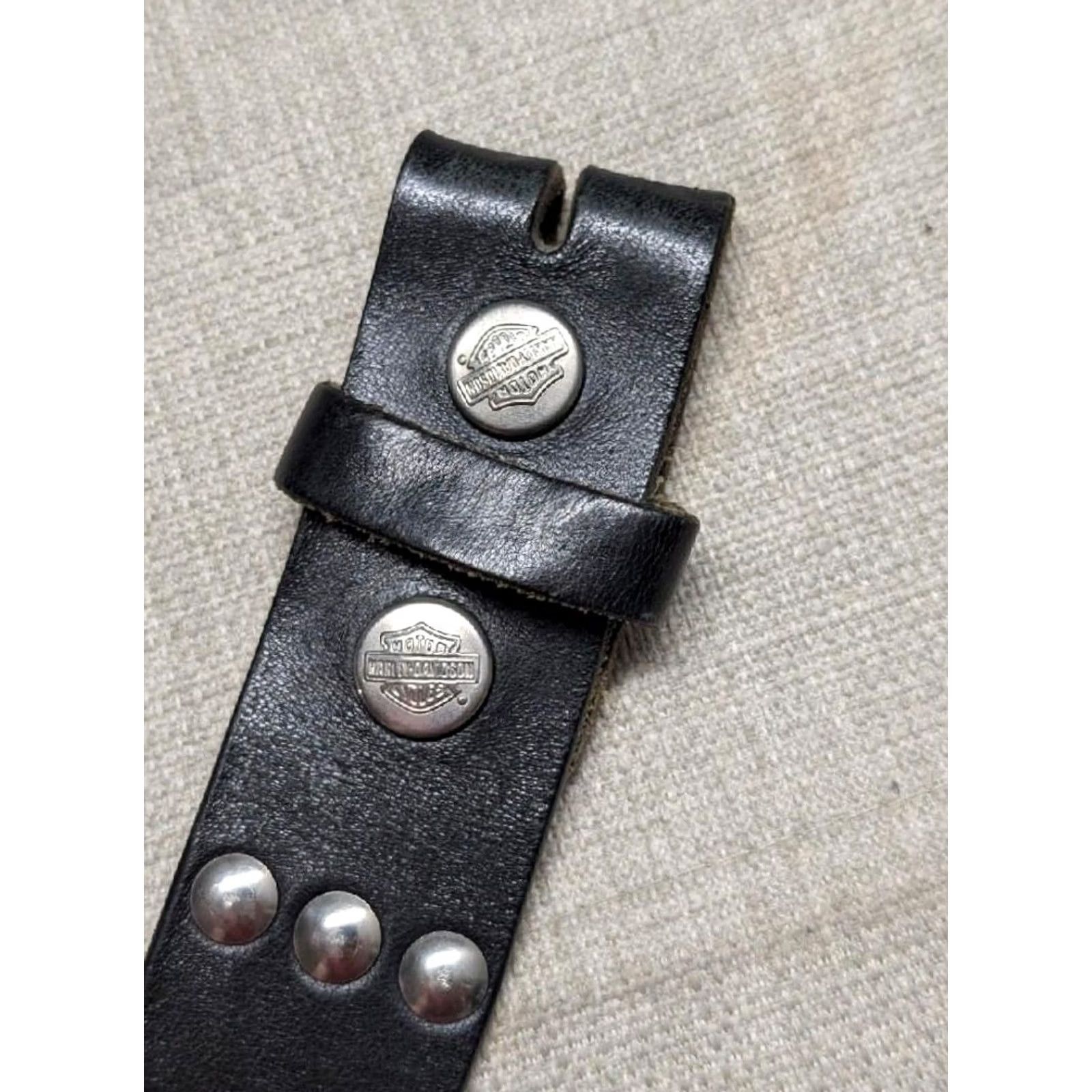 Harley Davidson VINTAGE Harley-Davidson belt 42 leather studded punk western belt Men 42 Black Studded Concho 1990s Size 42 - 5 Thumbnail