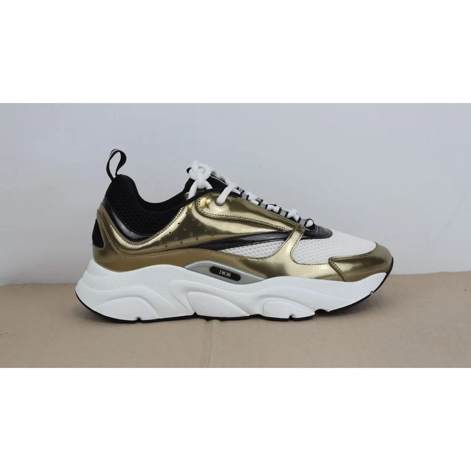 Dior o1rshd1 B22 Calfskin Mesh Sneakers in Golden/White Size US 11 / EU 44 - 5 Thumbnail