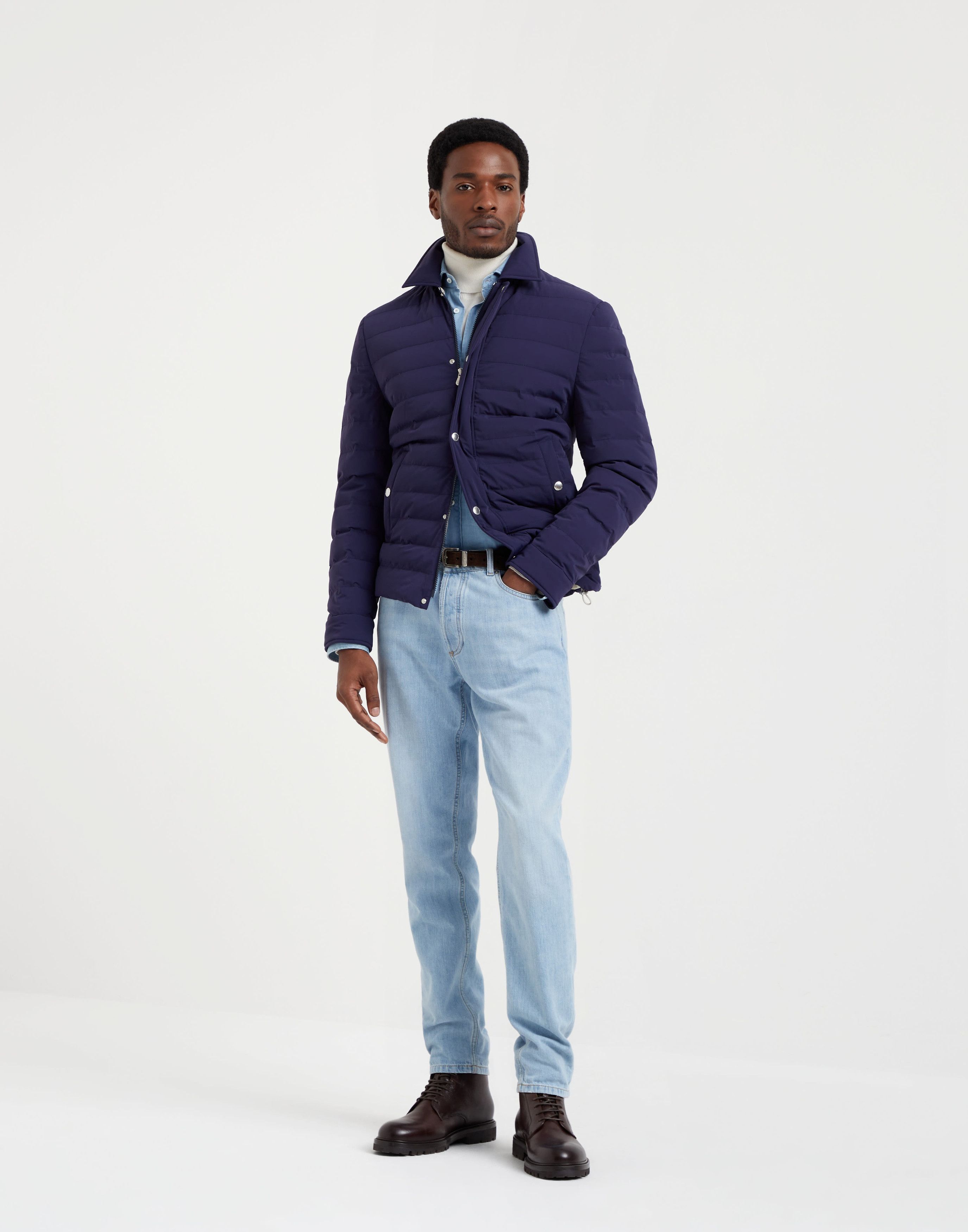 Brunello Cucinelli o1w1db10226 Wr Padded Jacket in Blue Size US M / EU 48-50 / 2 - 5 Thumbnail