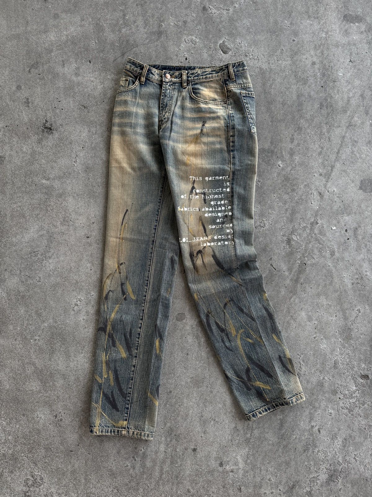 Japanese Brand Iloi Jeans Distressed Mudwash Splatter Denim Pants Size US 31 - 1 Thumbnail