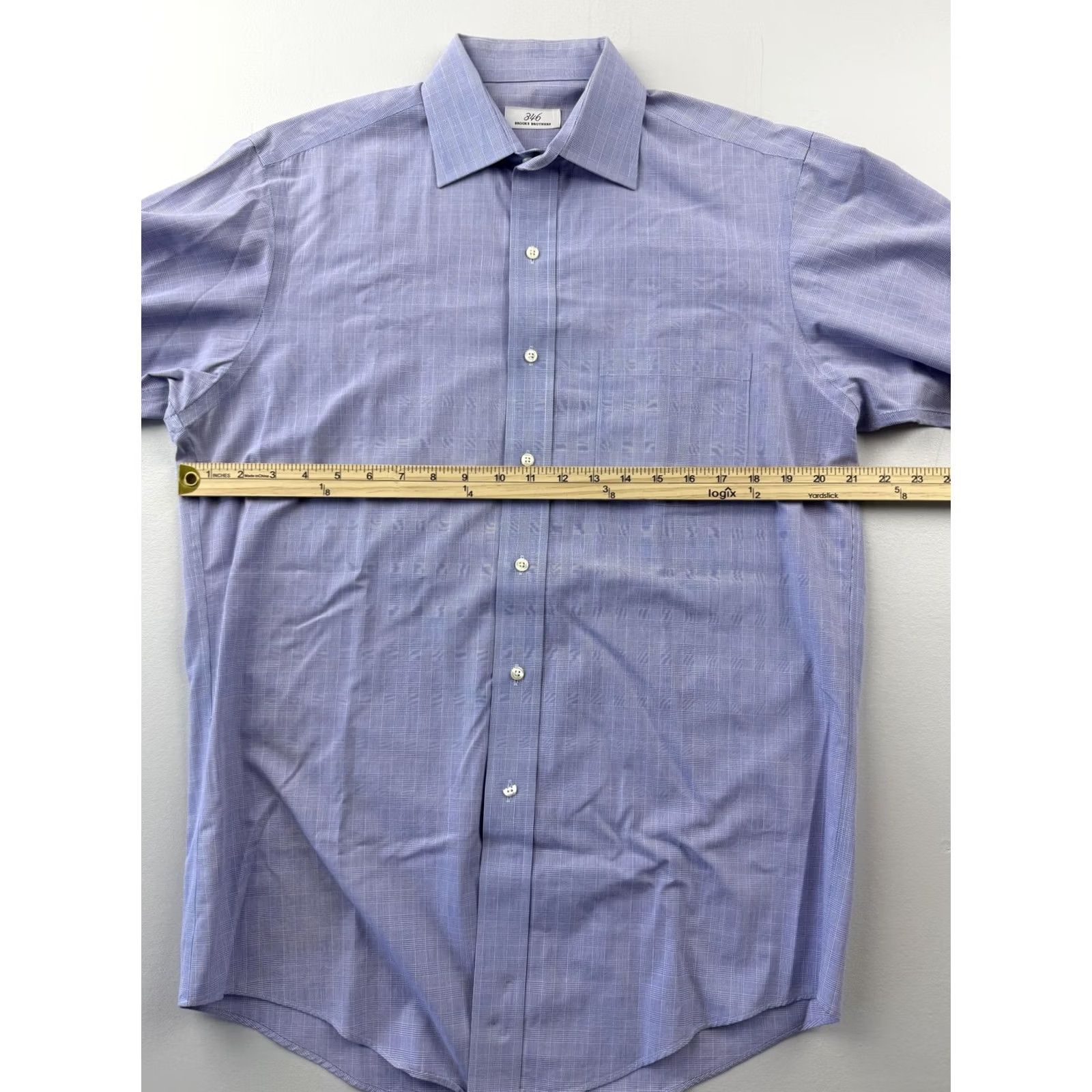 Brooks Brothers Brooks Brothers Dress Shirt Mens 15 32/33 Blue Check Non-Iron French Cuff Cotton Shirt Mens Regular Long Sleeve Button Neck 15 Size 40R - 5 Thumbnail