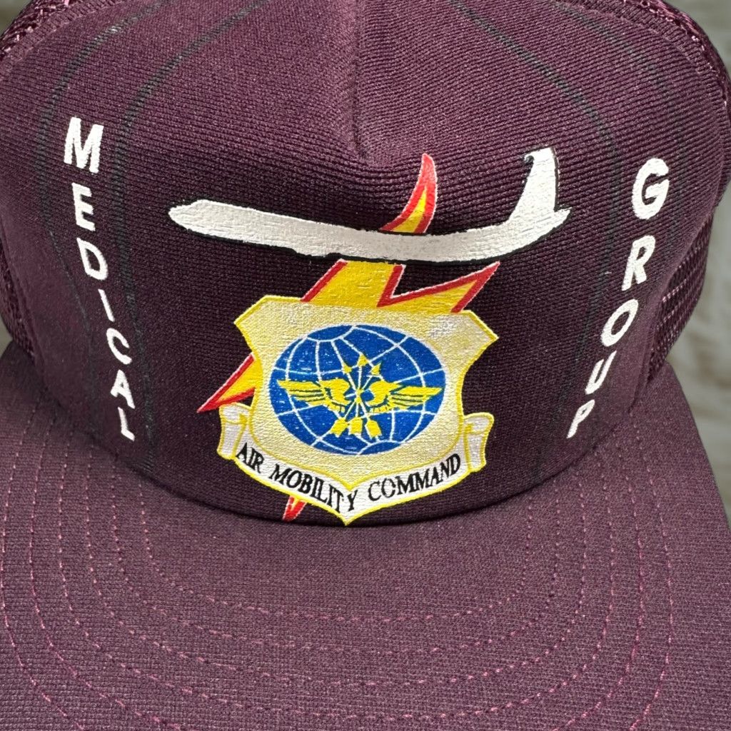 Commando Medical Group Air Mobility Command Tucker Hat Burgundy Air Force Snapback Trucker Hat Men One Size Burgundy Size ONE SIZE - 1 Thumbnail