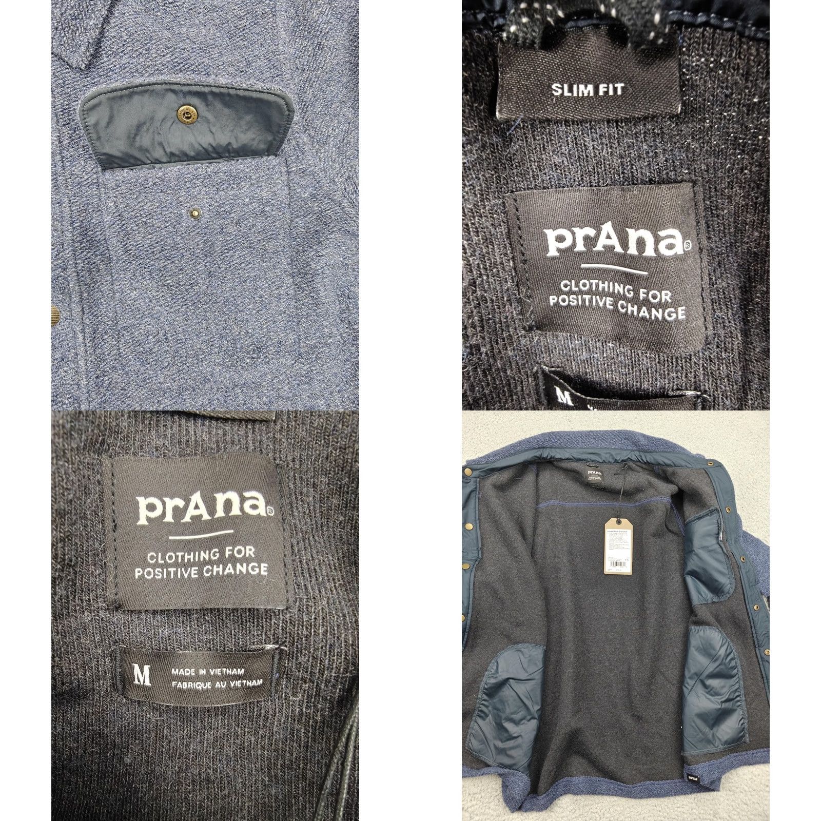 Prana prAna Jacket Mens Medium Blue Stormy Night Heather IncrediWool Overshirt Wool Size US M / EU 48-50 / 2 - 8 Thumbnail