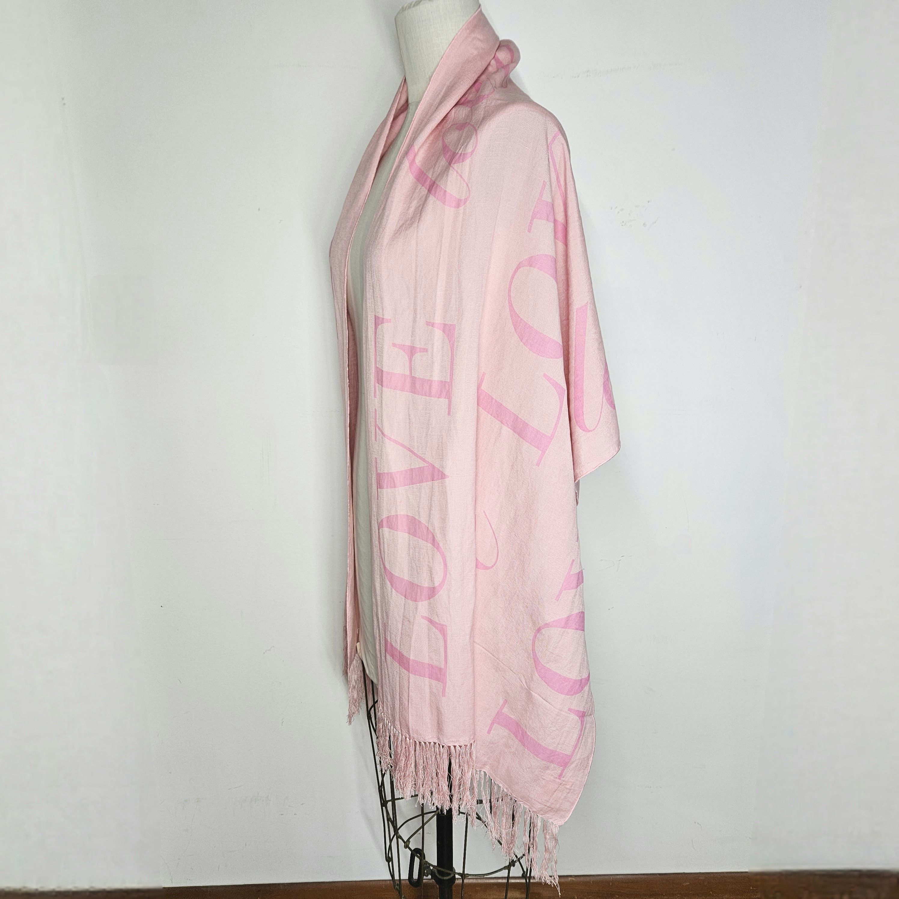 Other Red Envelope 74x23" Wrap Scarf Linen Pink Love Valentine's Size ONE SIZE - 4 Thumbnail
