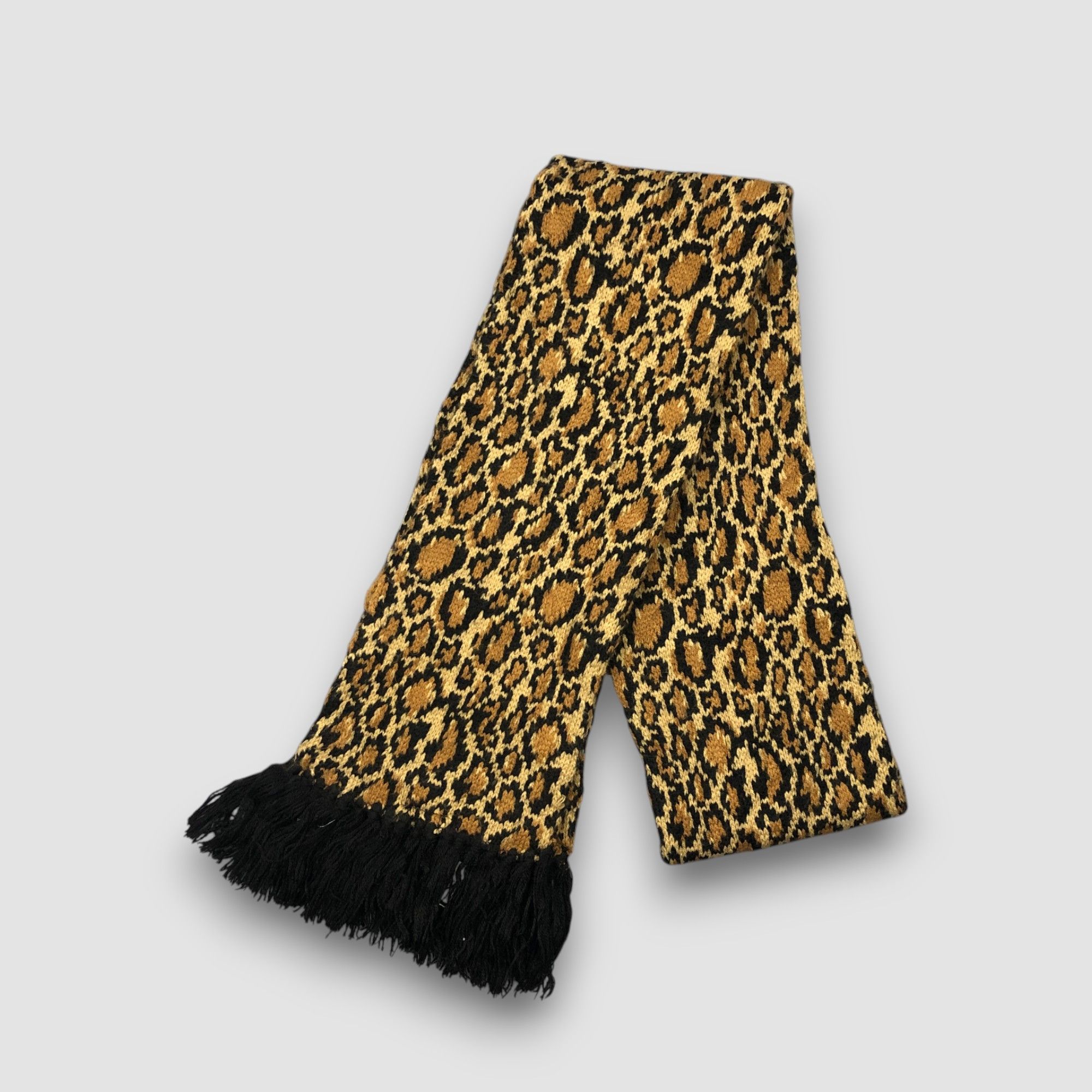 Japanese Brand Vintage New York Co Scarf Muffler Wool Leopard Scarves Size ONE SIZE - 3 Thumbnail