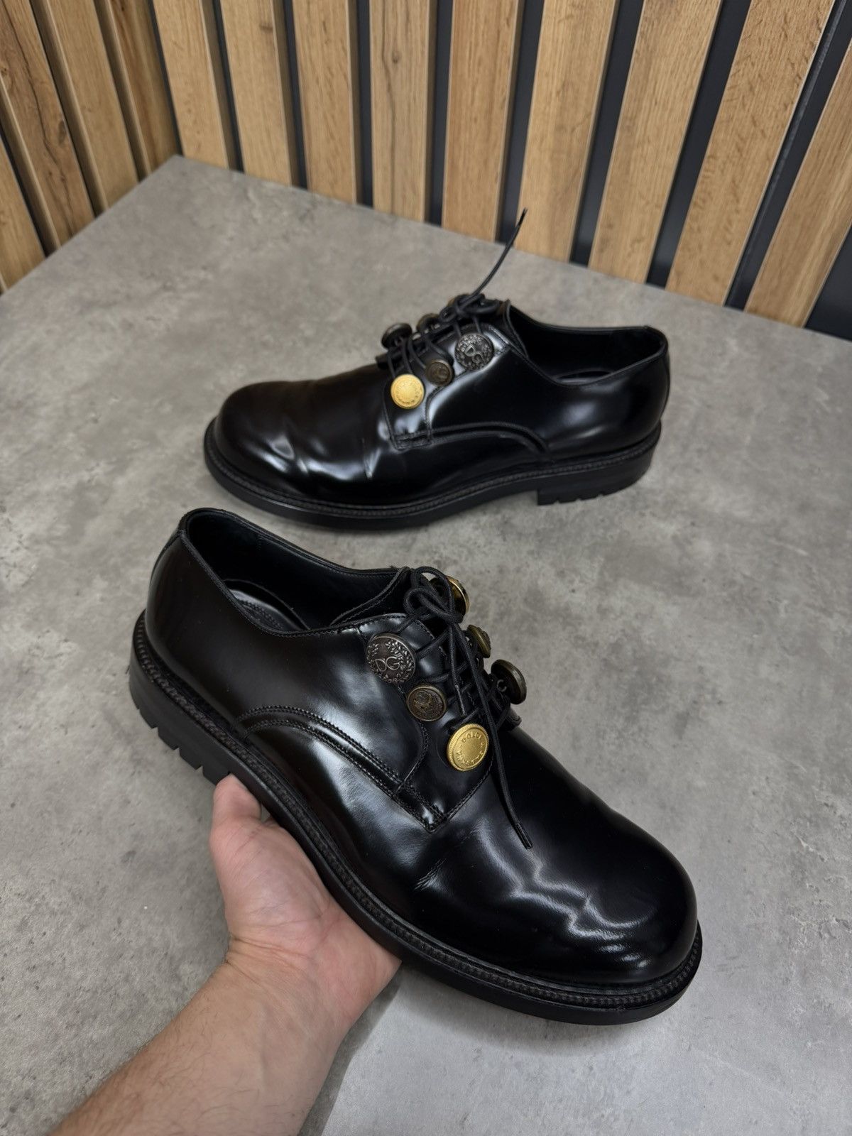 Dolce & Gabbana Dolce & Gabbana Black Leather Derby Shoes Size 9 Size US 10 / EU 43 - 13 Thumbnail