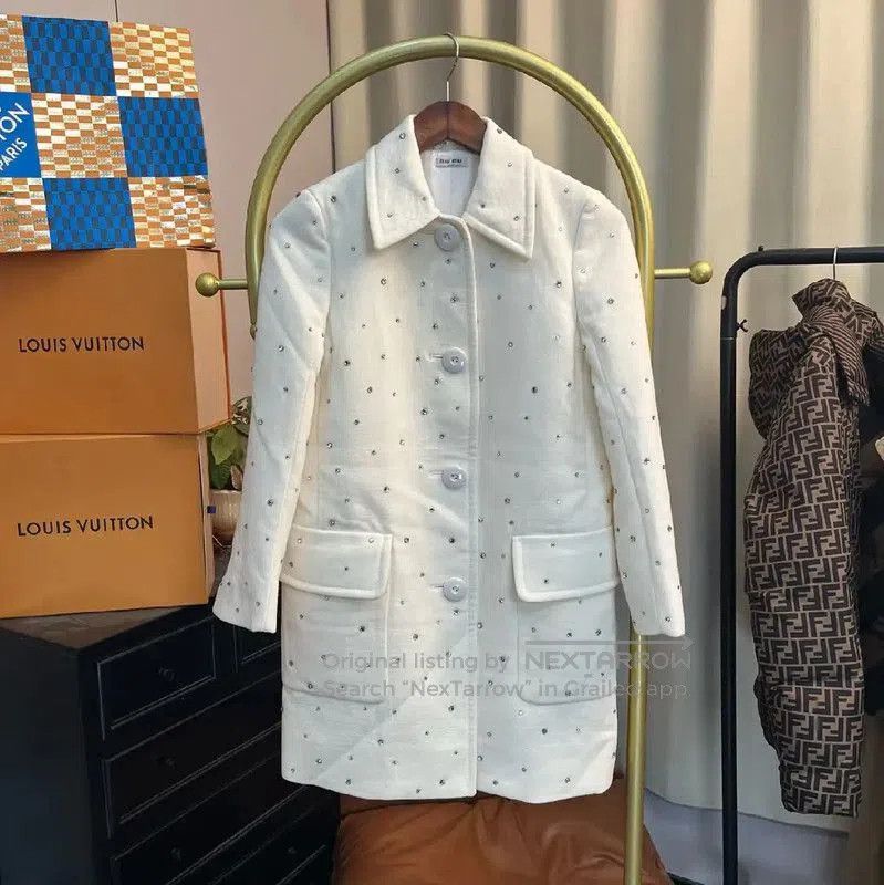 Miu Miu Miu Miu White Button-Up Women's Coat . Size S / US 4 / IT 40 - 1 Thumbnail