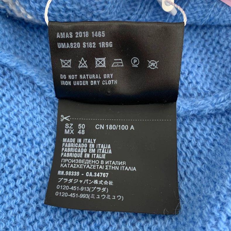 Prada PradaBlue logo letter embroidered sheep wool V-neck long-sl Size US M / EU 48-50 / 2 - 8 Thumbnail