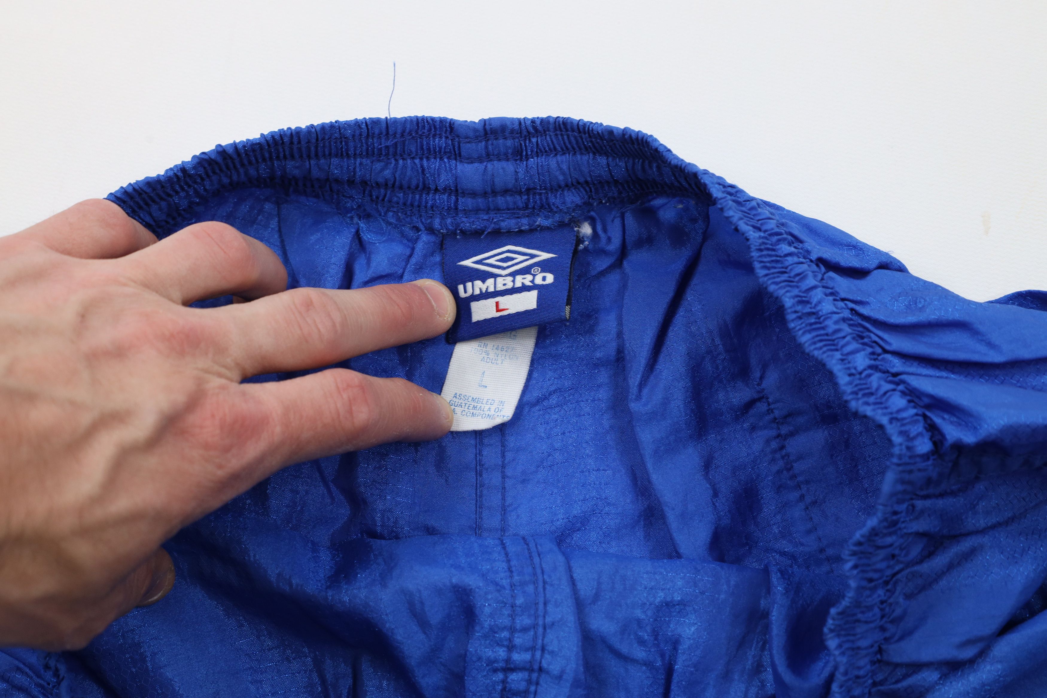 Umbro × Vintage Vintage 90s Umbro Striped Running Soccer Shorts Blue Nylon Size US 34 / EU 50 - 6 Thumbnail