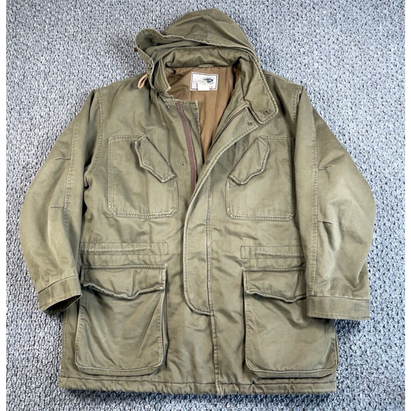 image of VTG Gap Cold Weather Parka Adult Large Green Hooded Insulated Zip Jacket in White, Men's