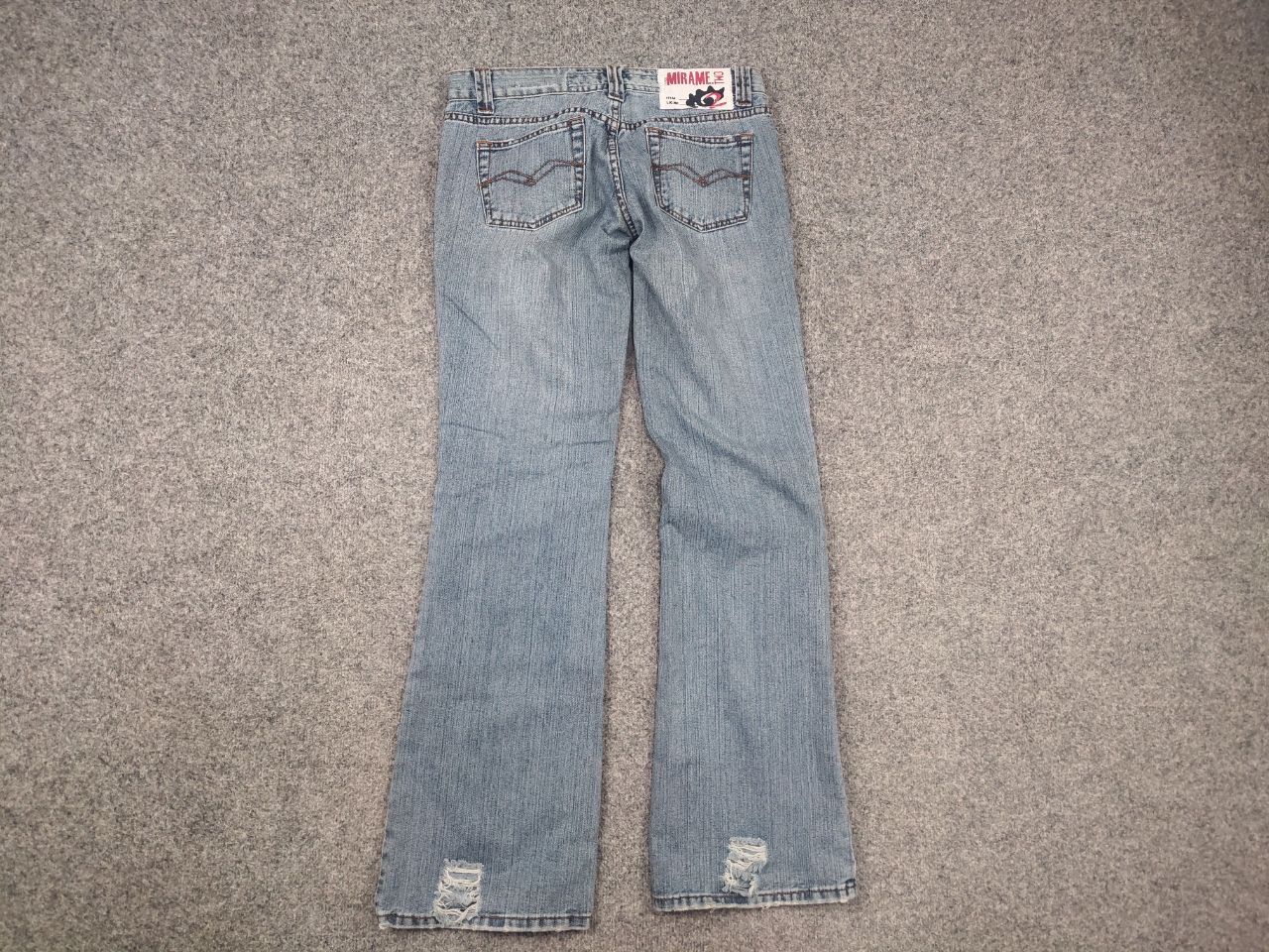 If Six Was Nine Mirame vintage Y2K Style logo Blue Faded denim Flared Jeans Size 31" - 10 Thumbnail