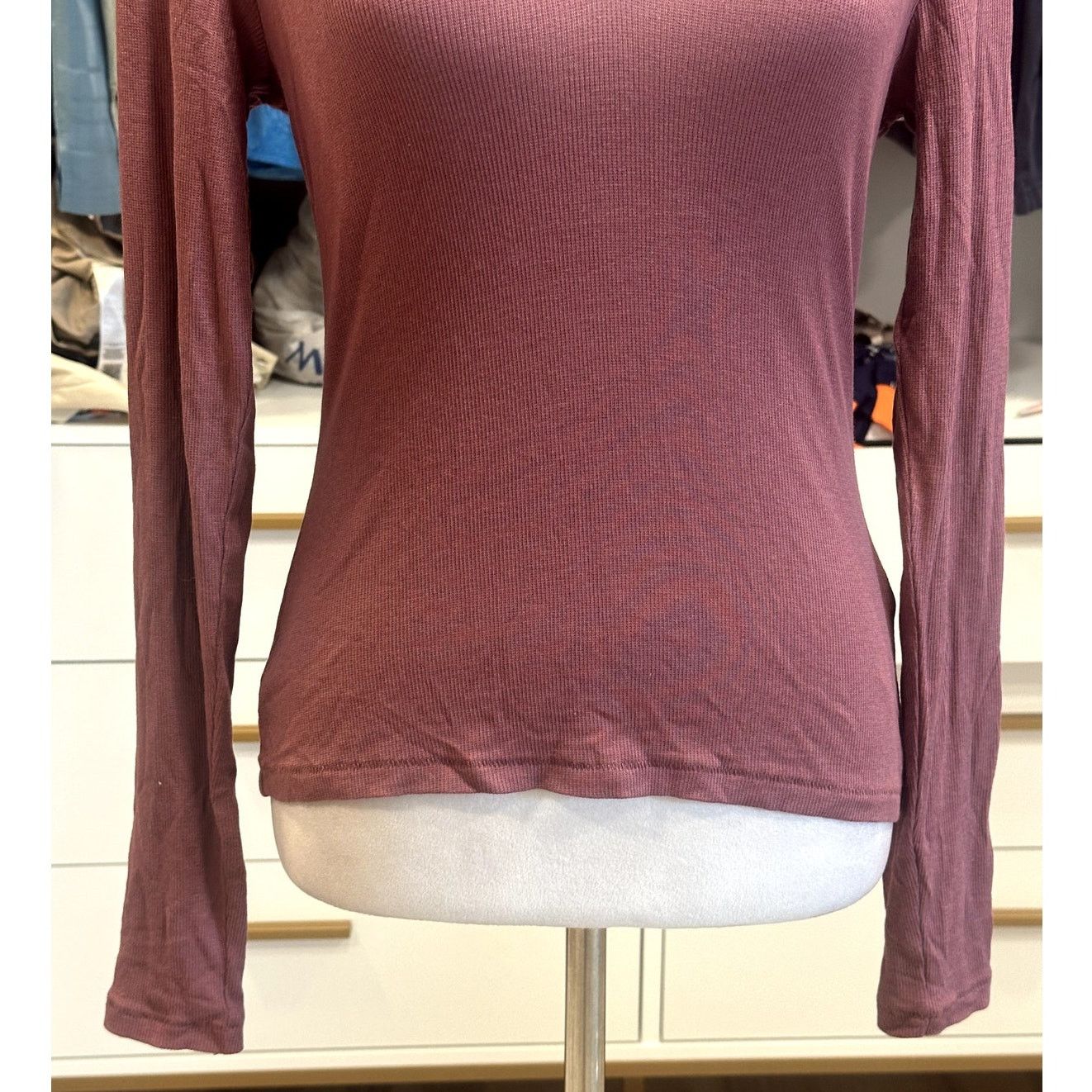 Madewell Madewell Ribbed Long Sleeve Knit Cotton Collegiate Top M Size M / US 6-8 / IT 42-44 - 4 Thumbnail