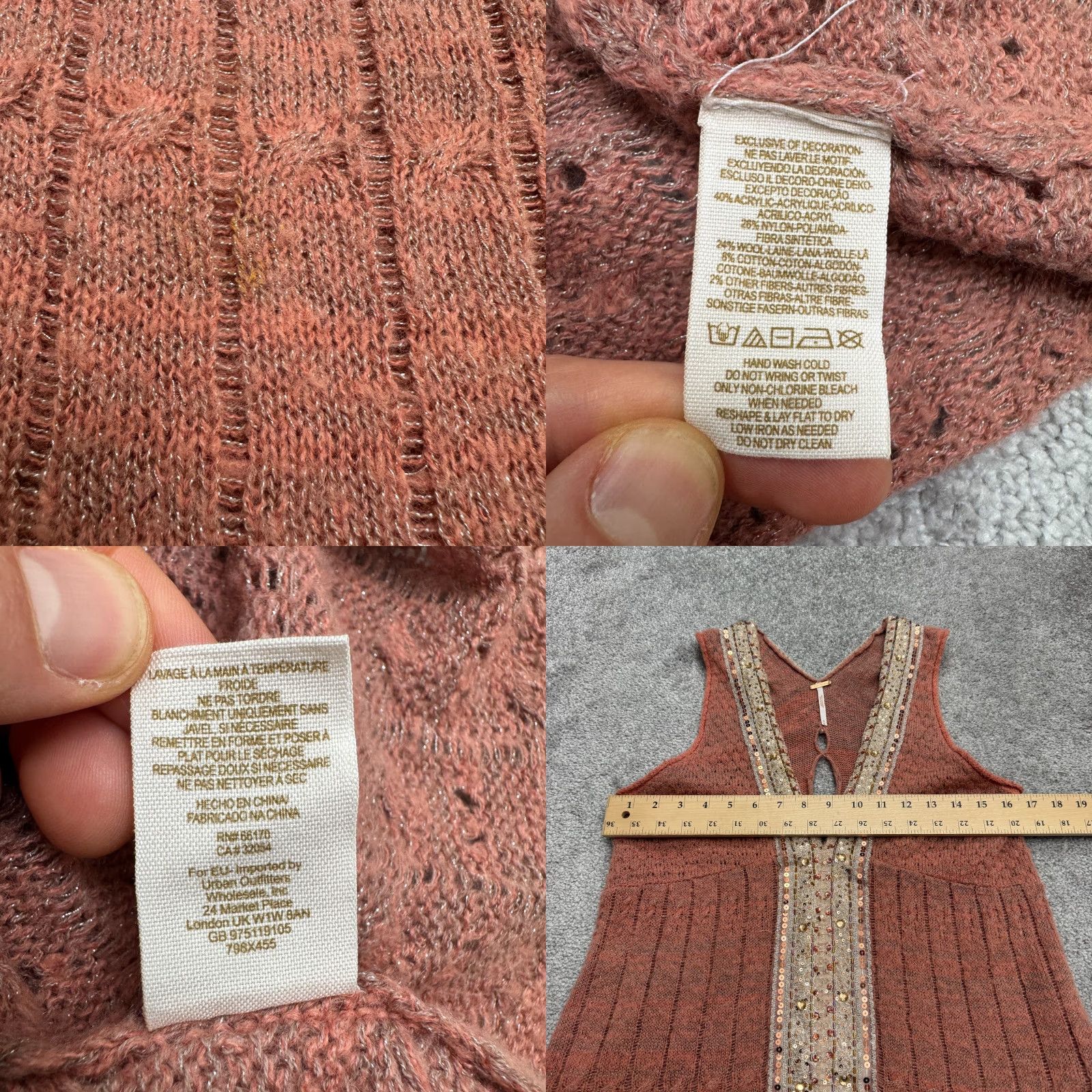 Free People Free People Metallic Knit Sequin Beaded Mini Dress Womens Medium Brown V-Neck Size M / US 6-8 / IT 42-44 - 8 Thumbnail