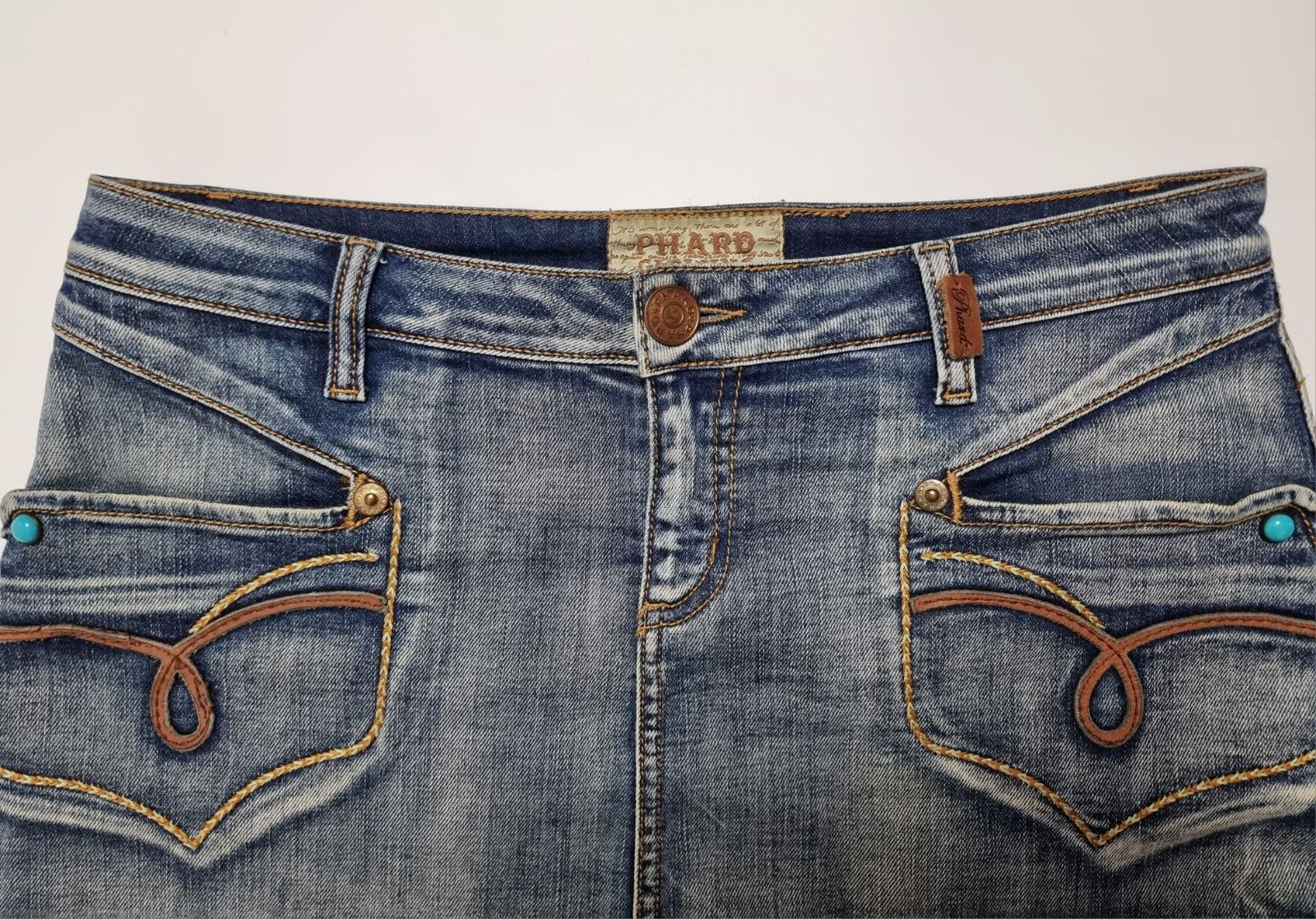 Vintage vintage Phard Glowing jeans leather skirt L country womens Size 29" - 14 Thumbnail