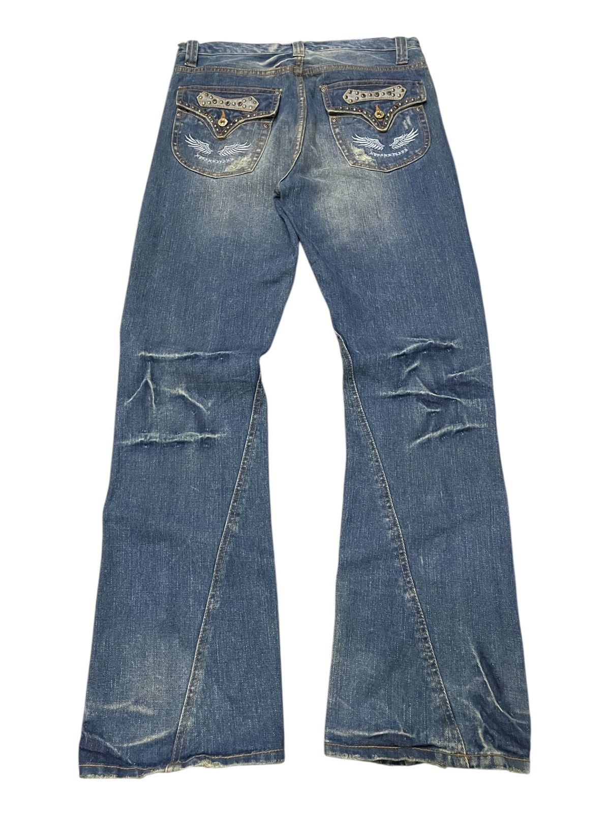 Hysteric Glamour × In The Attic Nylaus Japan Studded & Gems Claws Mark Spiral Flare Jeans Size US 32 / EU 48 - 2 Thumbnail