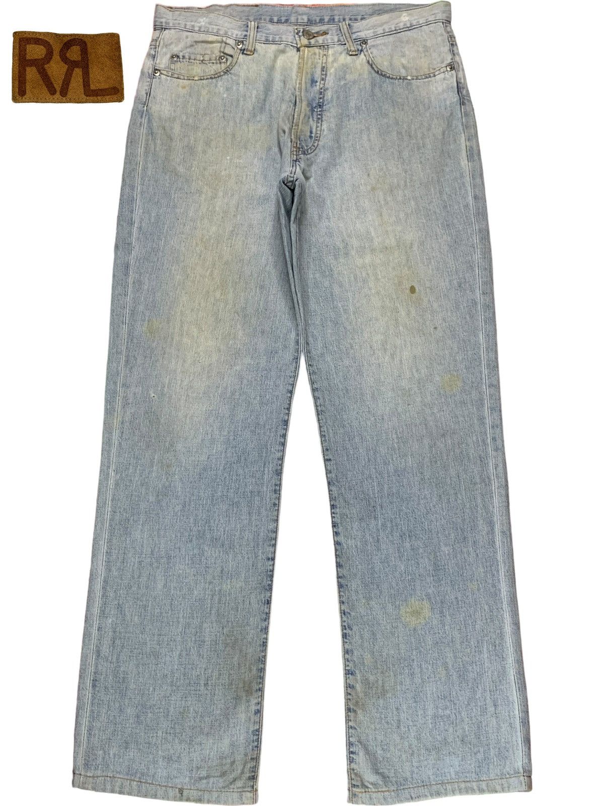 Polo Ralph Lauren Vintage / Y2K RRL Ralph Lauren Mud Wash Distress Loose Jeans Size US 33 - 1 Thumbnail