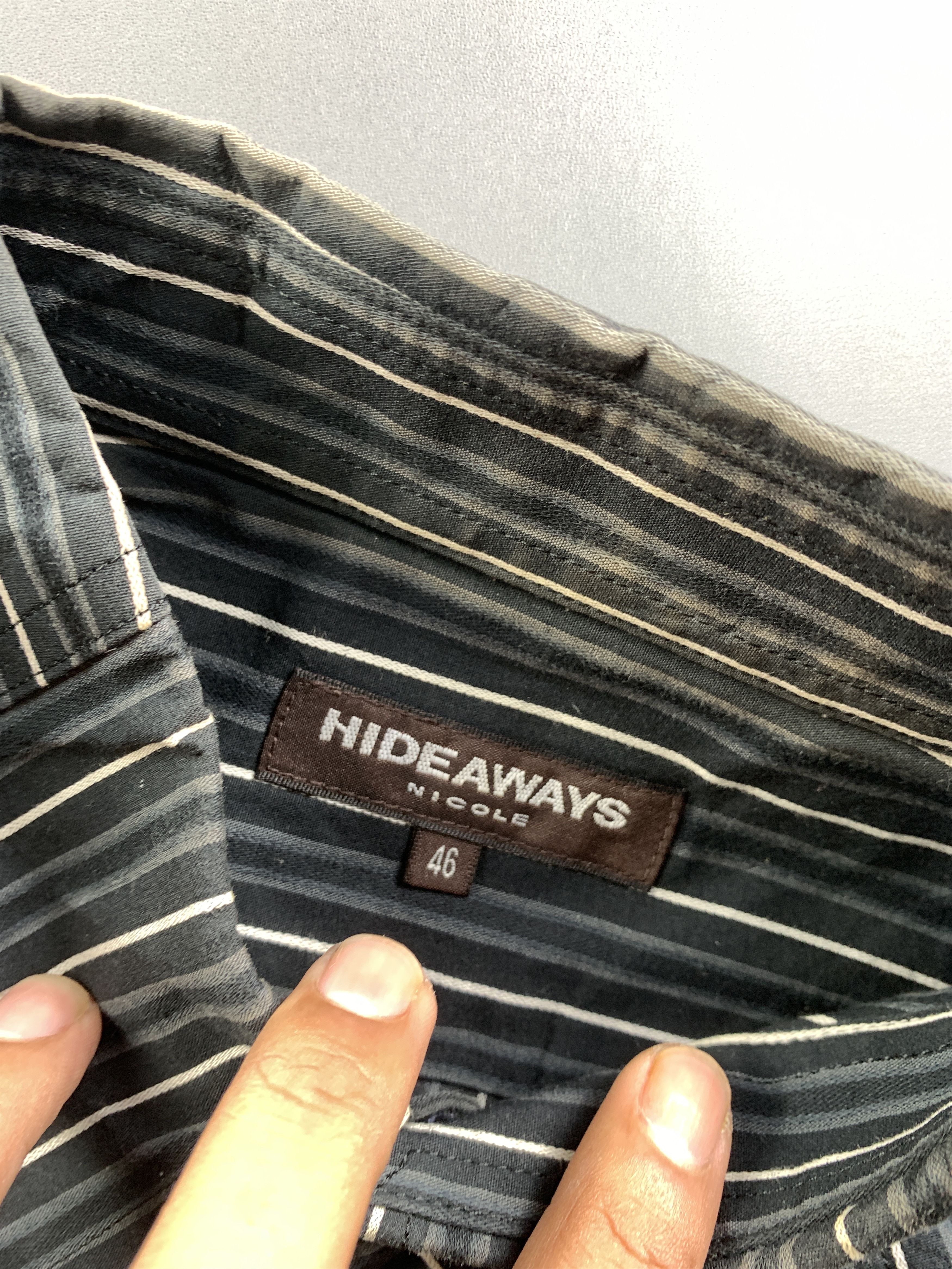 Nicole Club Hideaways Nicole Black Patchwork J-Sleeves Fitted Shirt (M) Size US M / EU 48-50 / 2 - 6 Thumbnail
