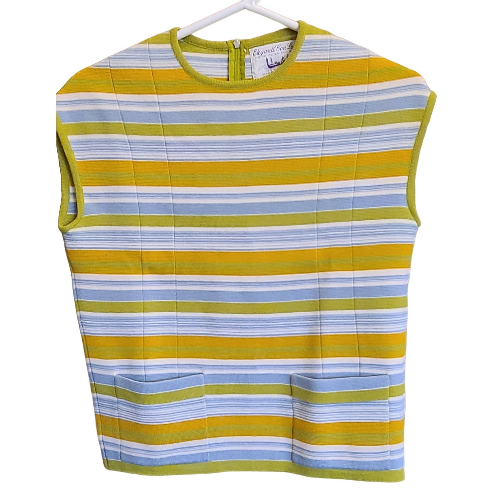 Vintage Vintage Eleganti Con Lori Knit Wool sleeveless stripe shirt ...