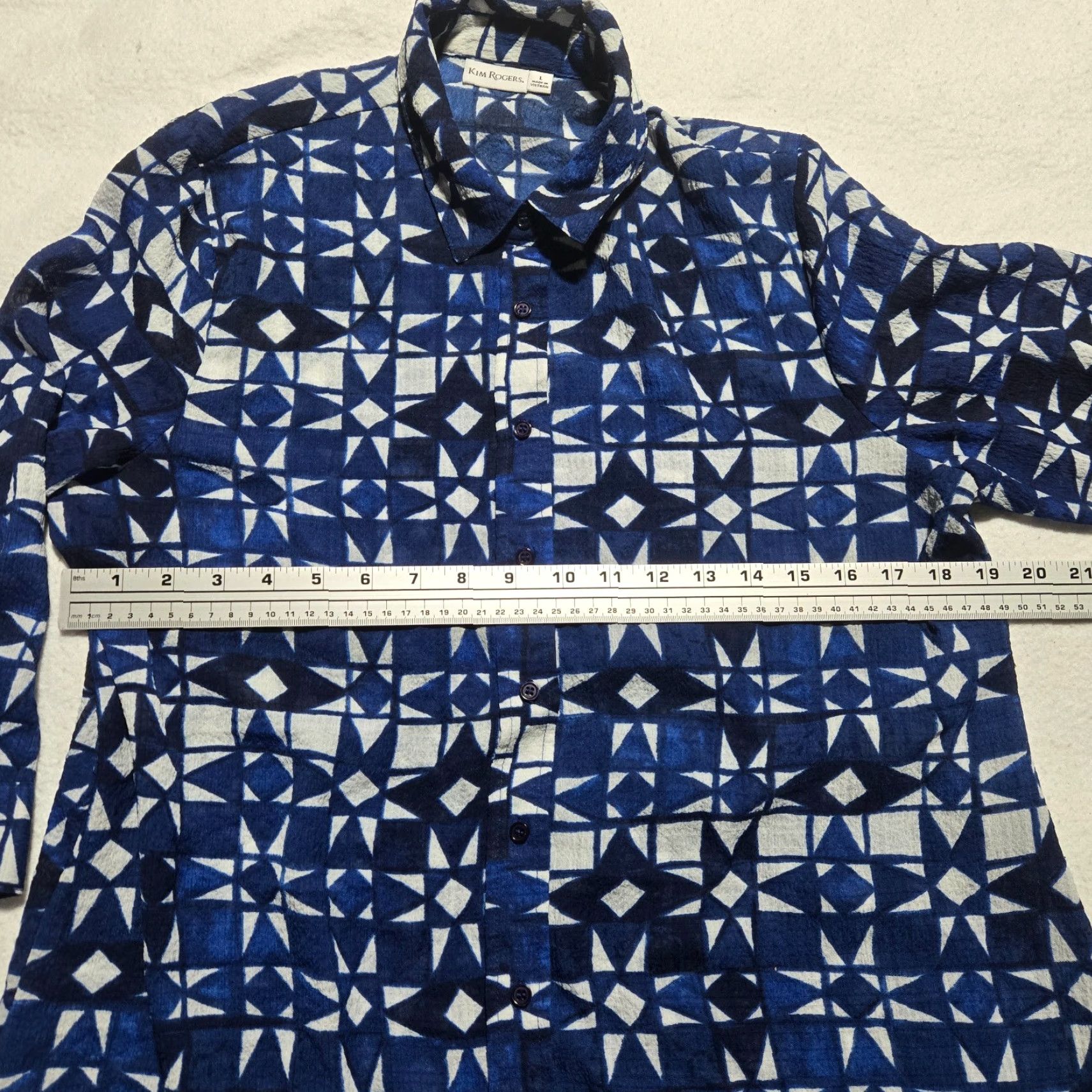 Vintage Kim Rogers Blue Long Sleeve Button Up Shirt Top Adult Women's L Large Womens Size L / US 10 / IT 46 - 4 Thumbnail