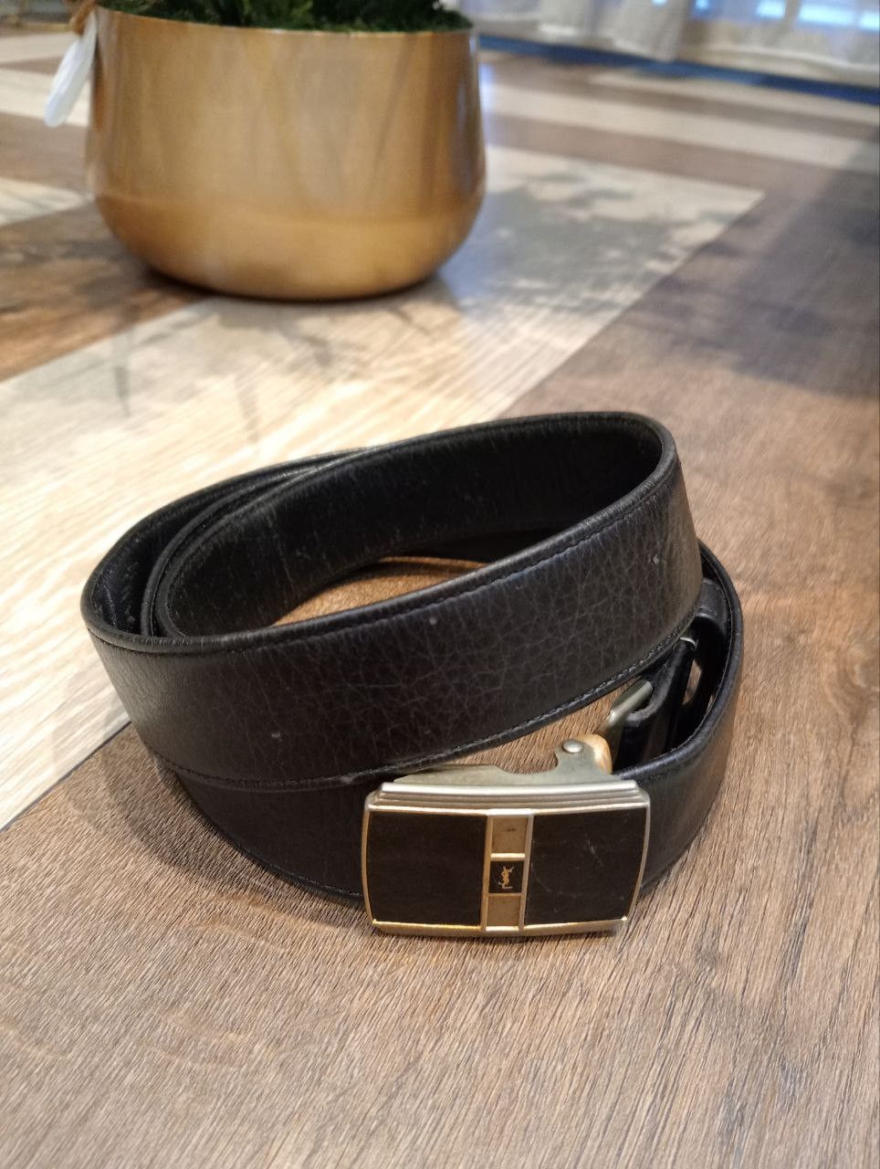 Yves Saint Laurent VINTAGE YVES SAINT LAURENT LEATHER BELT - BLACK Size ONE SIZE - 5 Thumbnail
