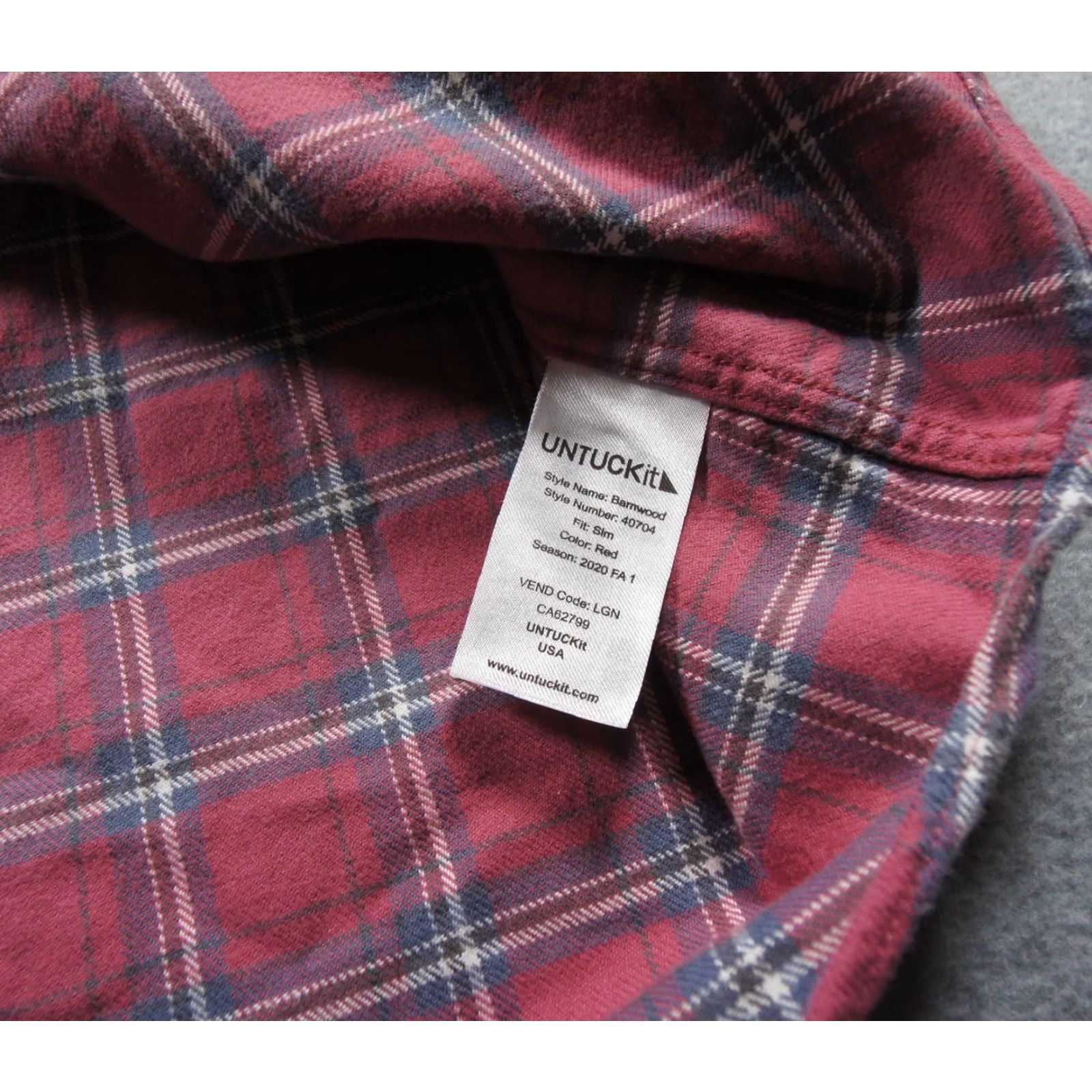 UNTUCKit UNTUCKit Shirt Mens XL Red Button-Down Flannel Slim Fit Barnwood Long Sleeve Shirt Size US XL / EU 56 / 4 - 6 Thumbnail