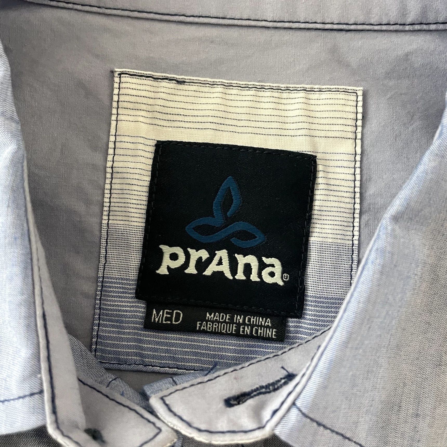 Prana prAna Striped Short Sleeve Button-Up Shirt Men M Blue Size US M / EU 48-50 / 2 - 3 Thumbnail