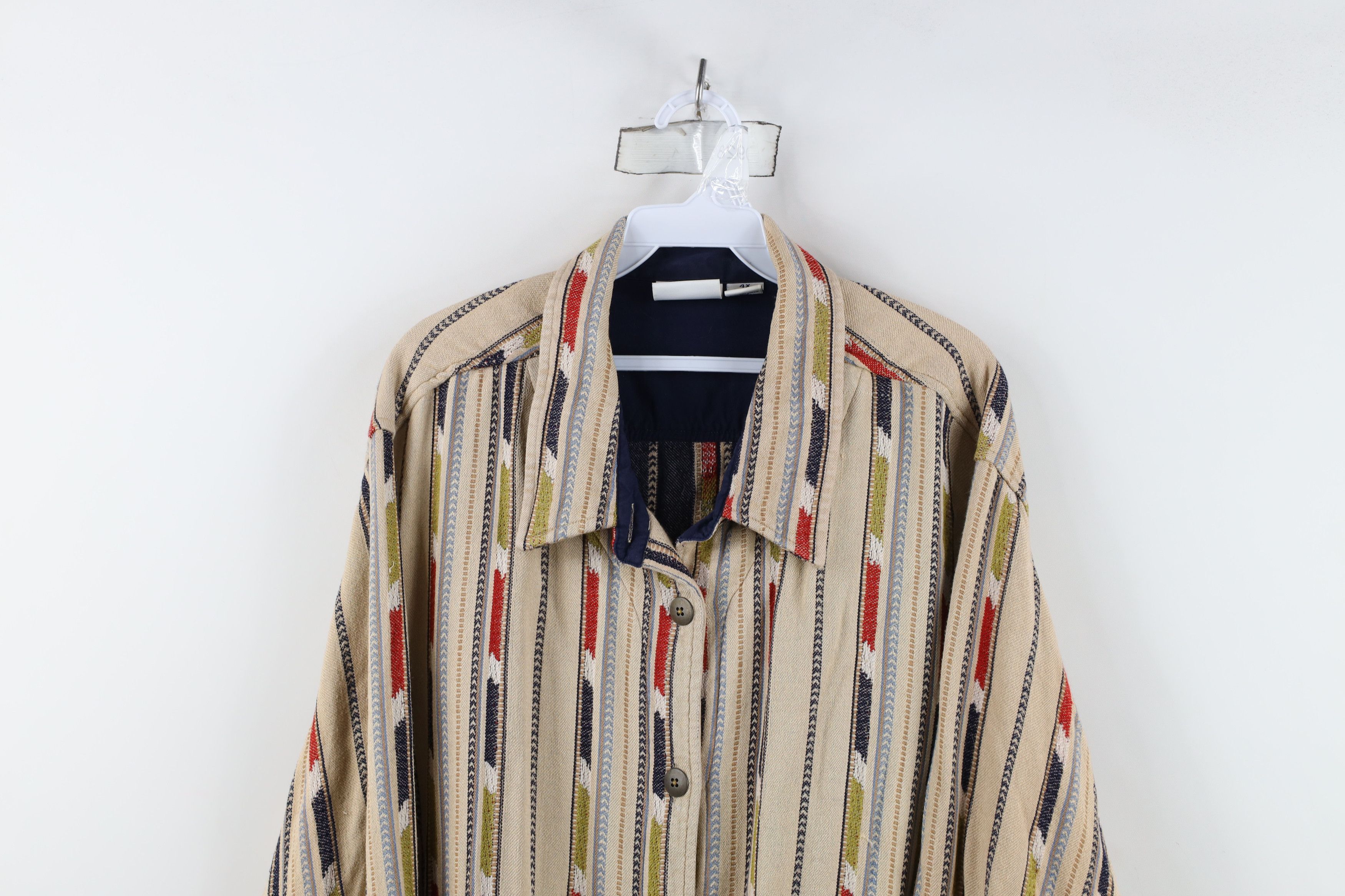 Vintage Vintage 90s Streetwear Striped Knit Button Shirt Jacket Size 4XL / US 24-26 - 2 Thumbnail