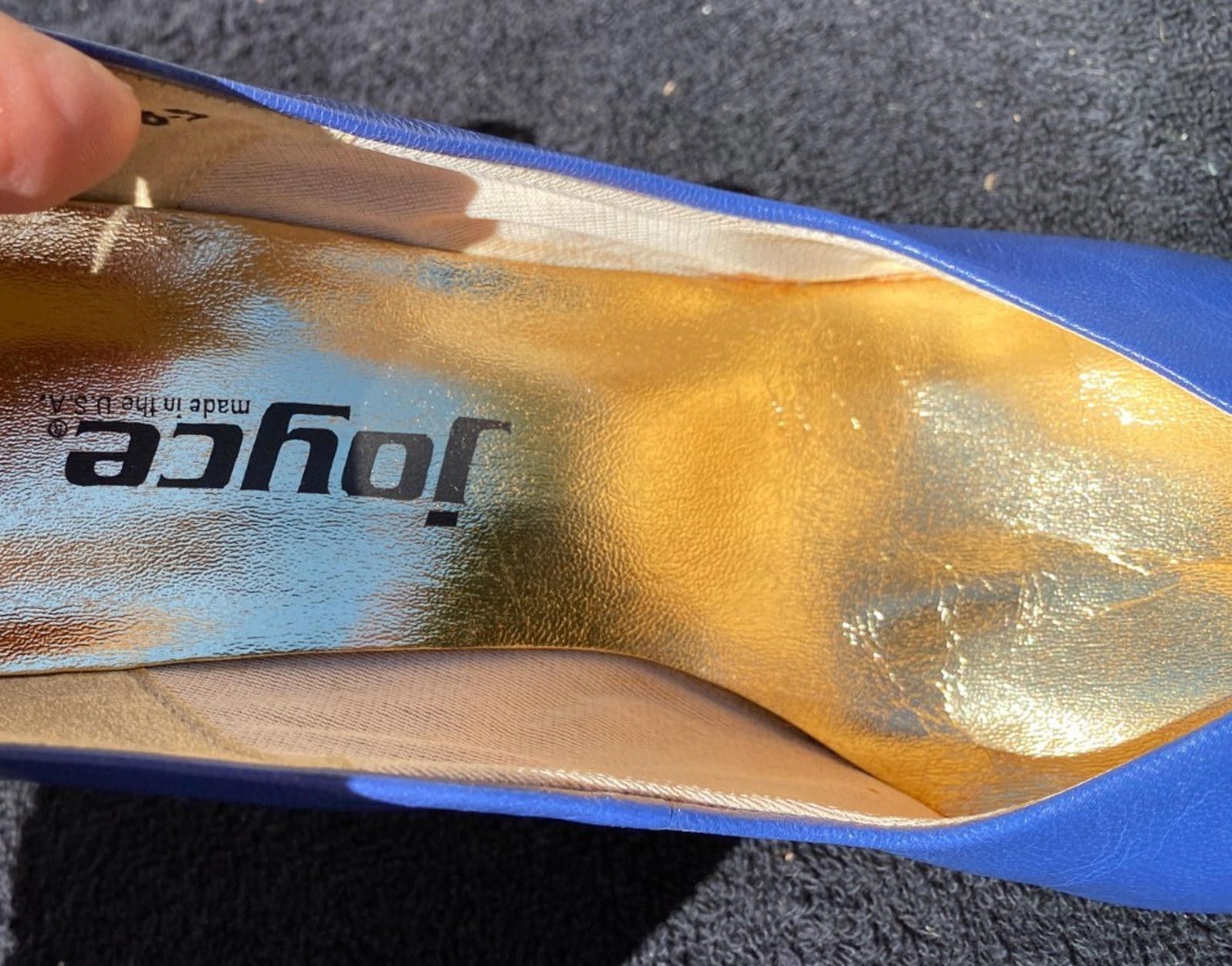 Designer Joyce Blue With Gold Insole Heels Size 8.5 (S637) Size US 8.5 / IT 38.5 - 6 Thumbnail