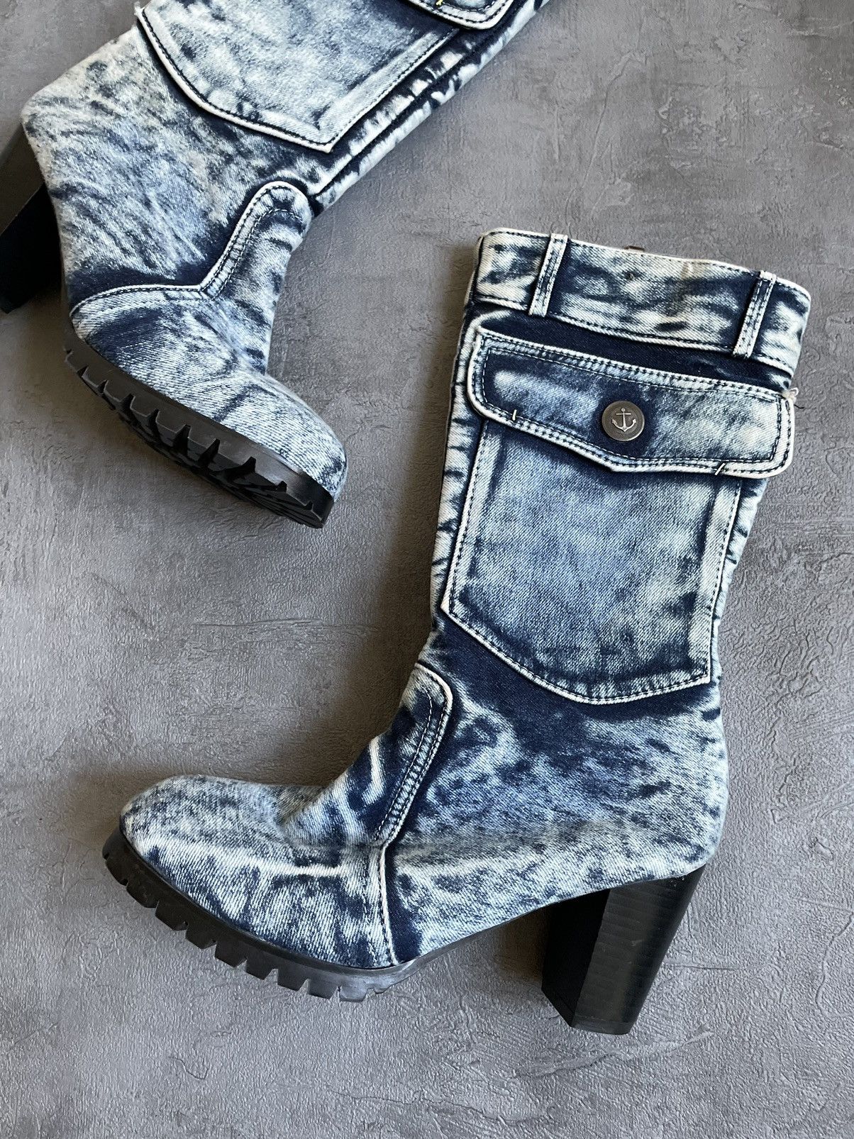 Vintage Vintage Y2K denim pocket platform boots Size US 8 / IT 38 - 2 Thumbnail
