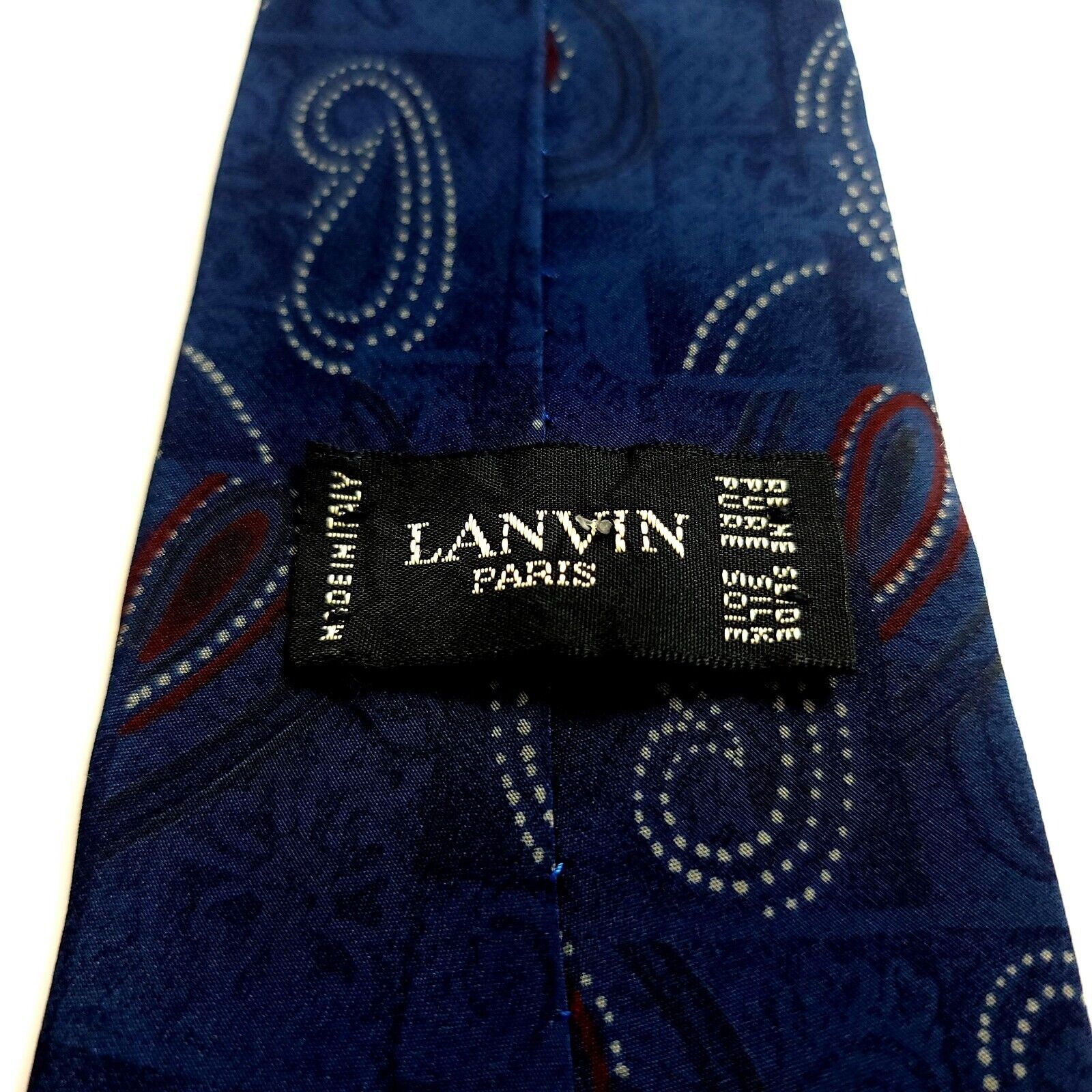 Lanvin Lanvin Paisley Print Blue Short Silk Tie Size ONE SIZE - 3 Thumbnail