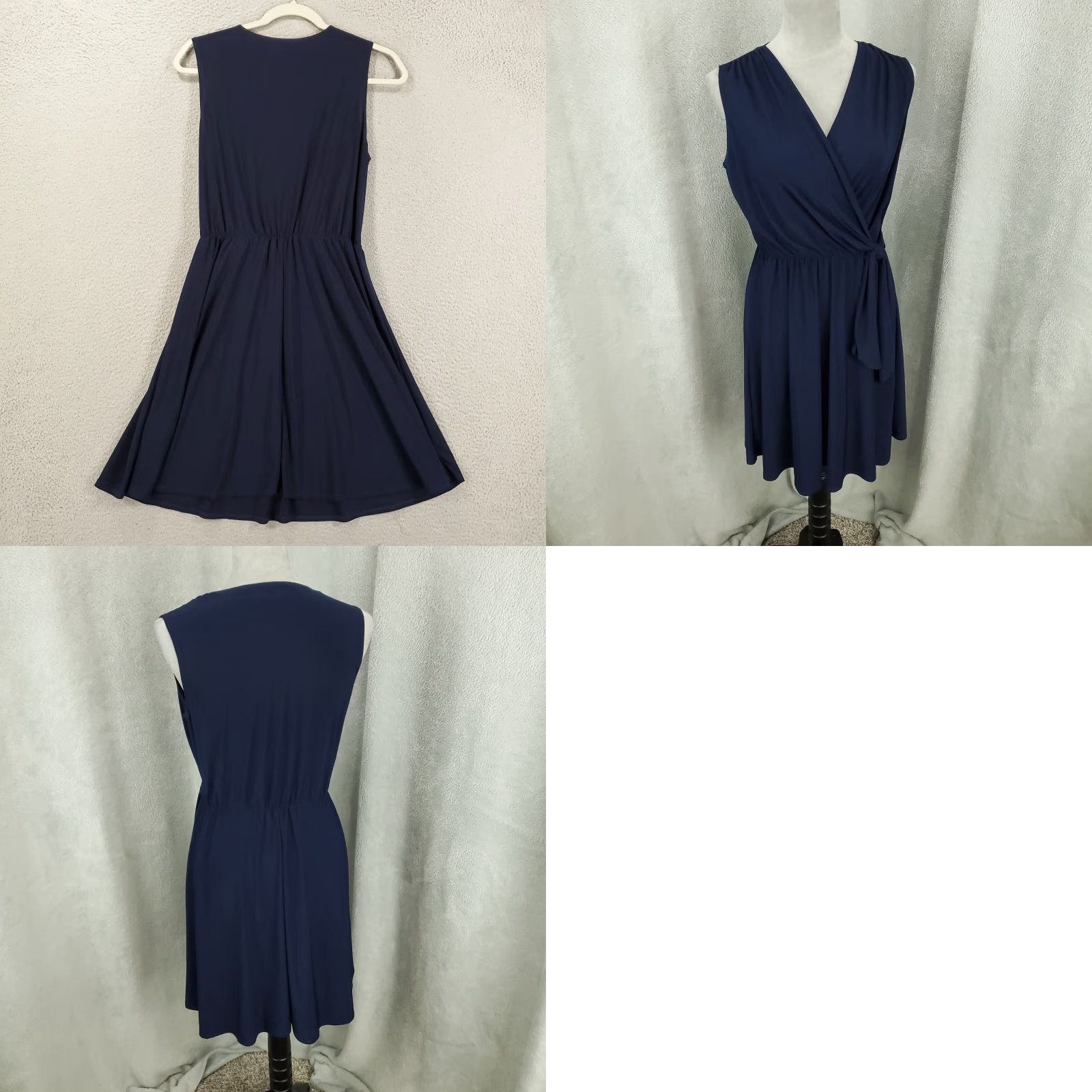 Vintage Tahari Blue Polyester Spandex Dress Wrap A-Line Fit & Flare Womens Medium Dress Tahari Size M / US 6-8 / IT 42-44 - 8 Thumbnail